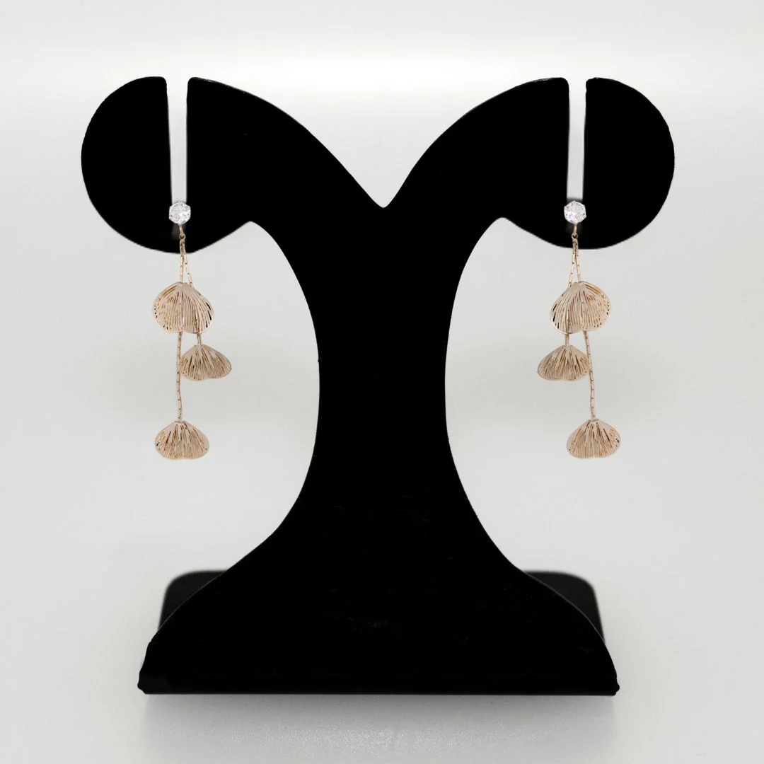 Shimmery Gold Tassel Earrings - Image 6
