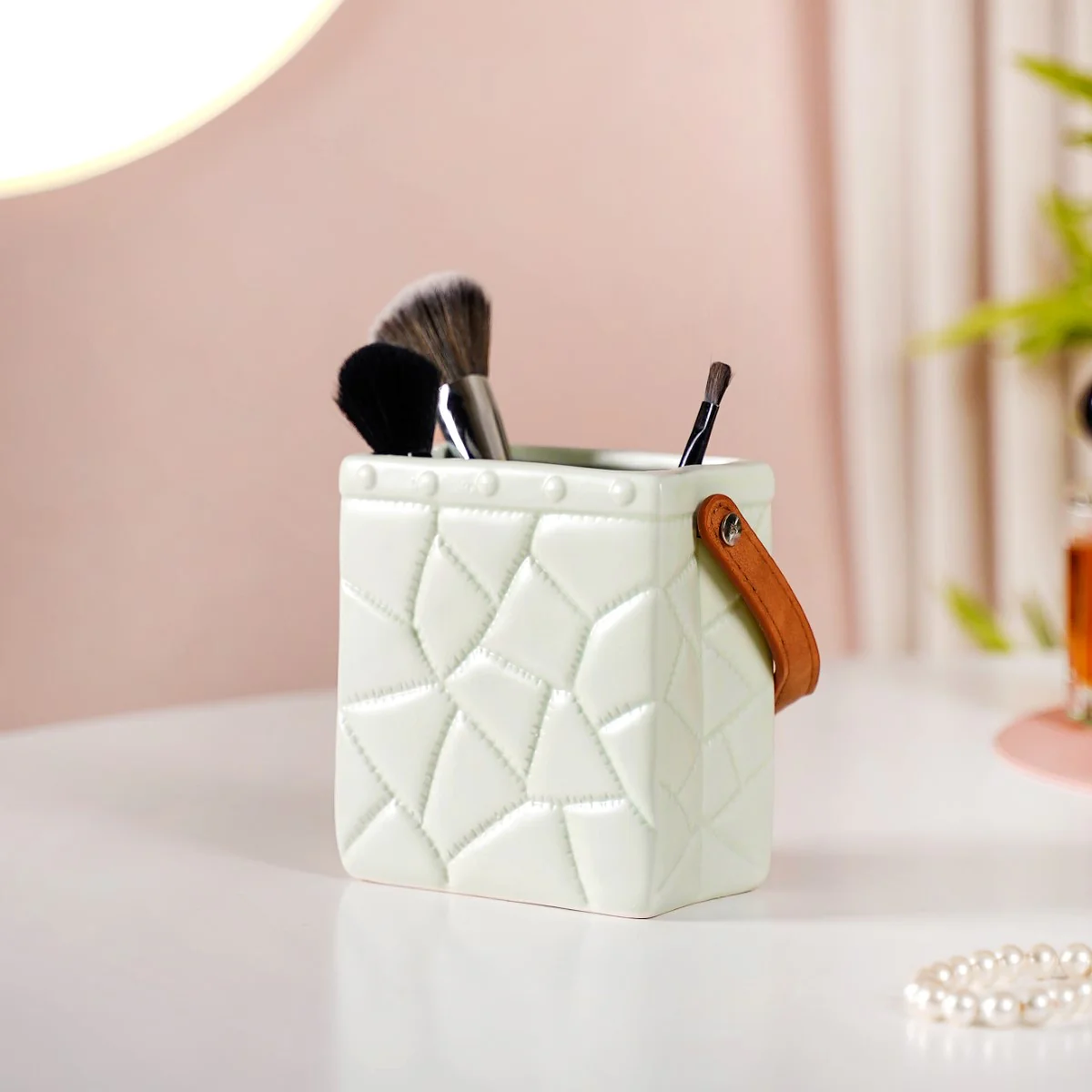 Shopping Bag Ceramic Mini Vase Mint Green - Image 5