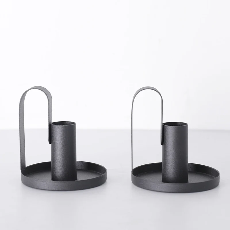 Short Black Candle Holders Set Of 2 - Image 4