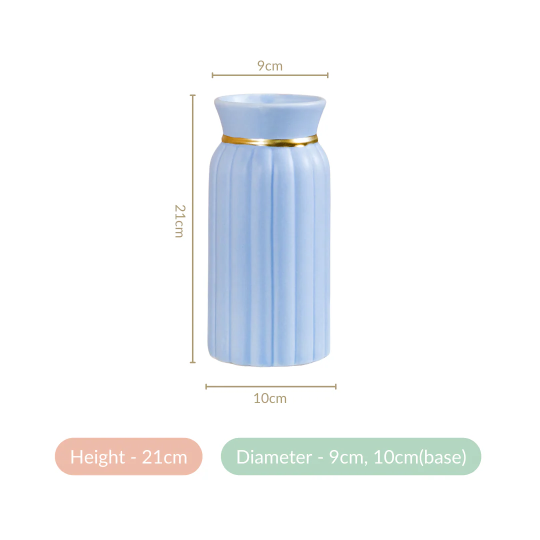Short Ceramic Vase For Home Decoration Blue - Image 5