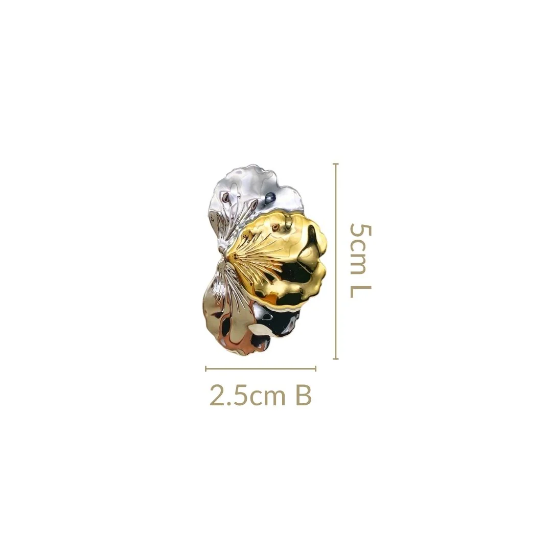 Silver And Gold Iris Flower Earrings - Image 3