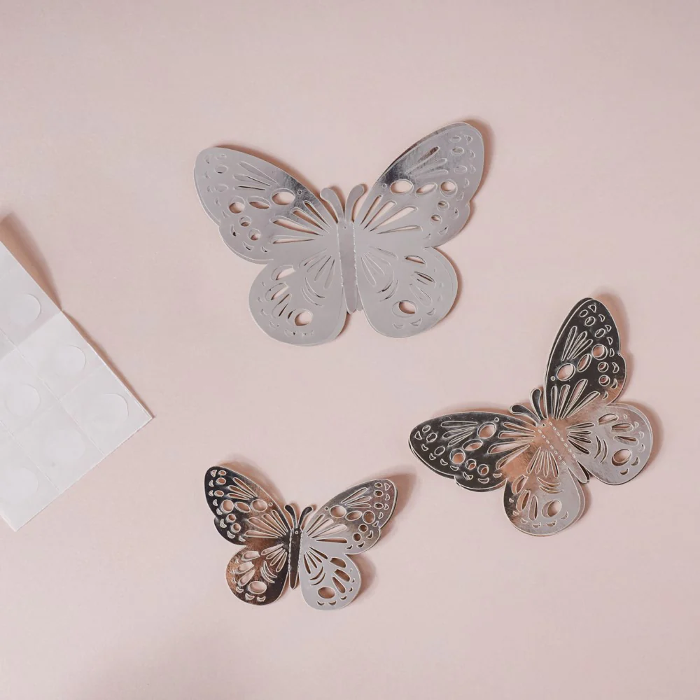 Silver Butterfly 3D Wall Stickers Set Of 12 - Image 7