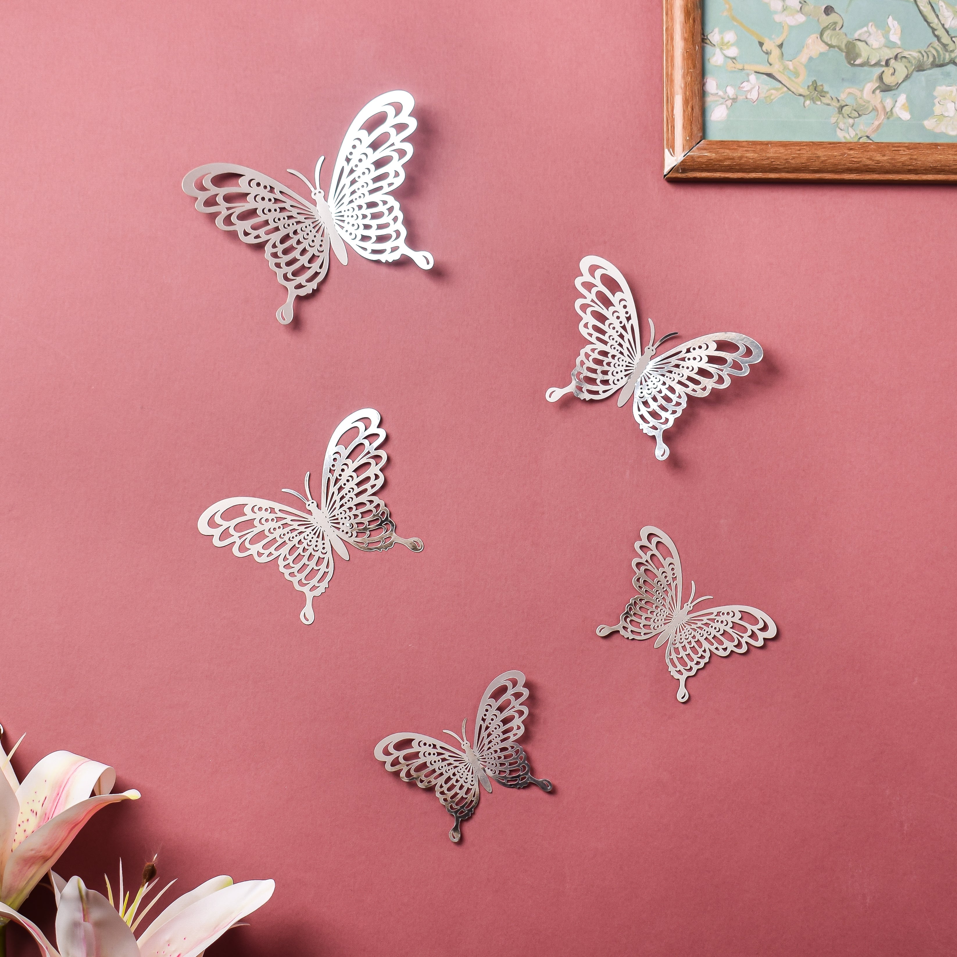 Silver Butterfly 3D Wall Stickers Set Of 36 - Image 4