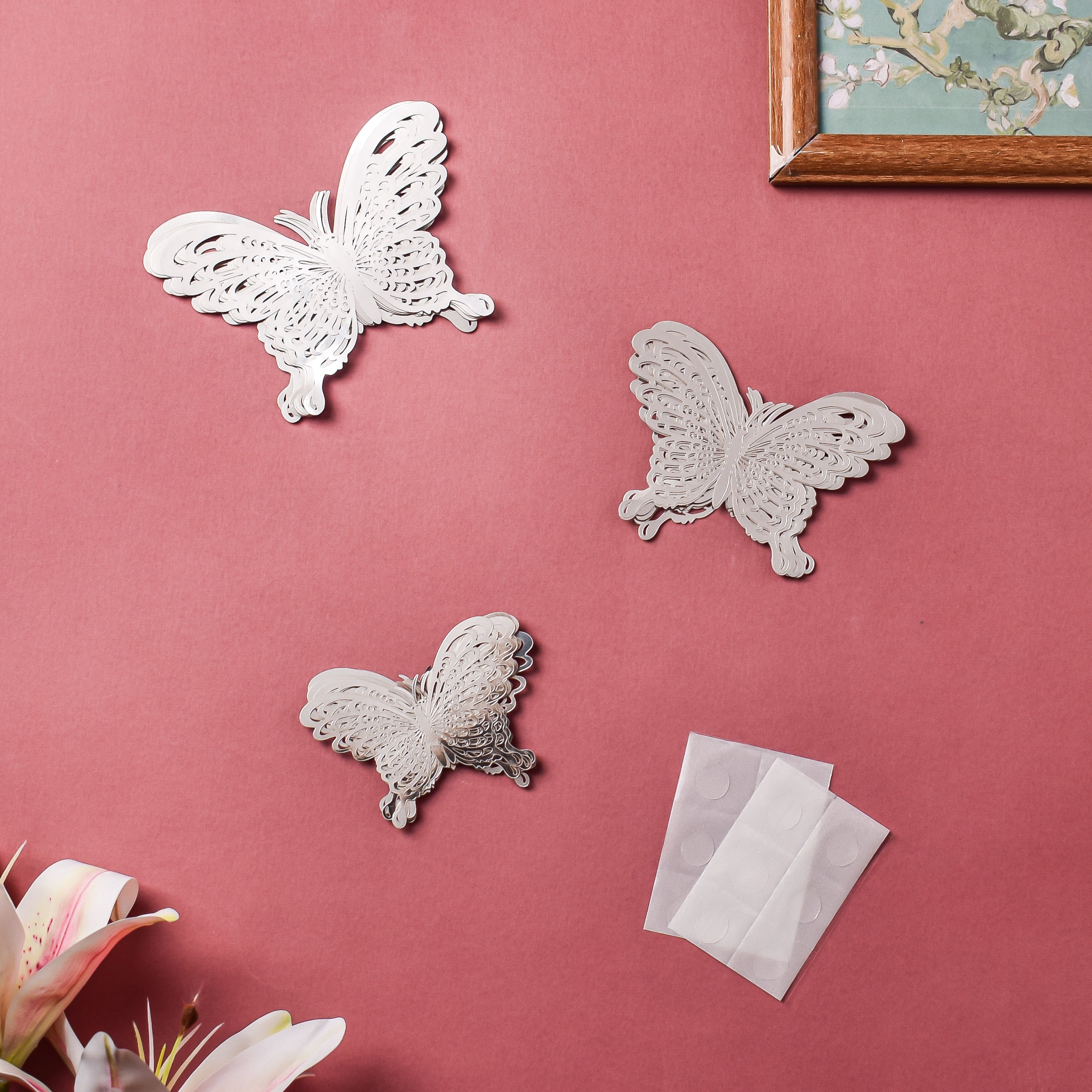 Silver Butterfly 3D Wall Stickers Set Of 36 - Image 5