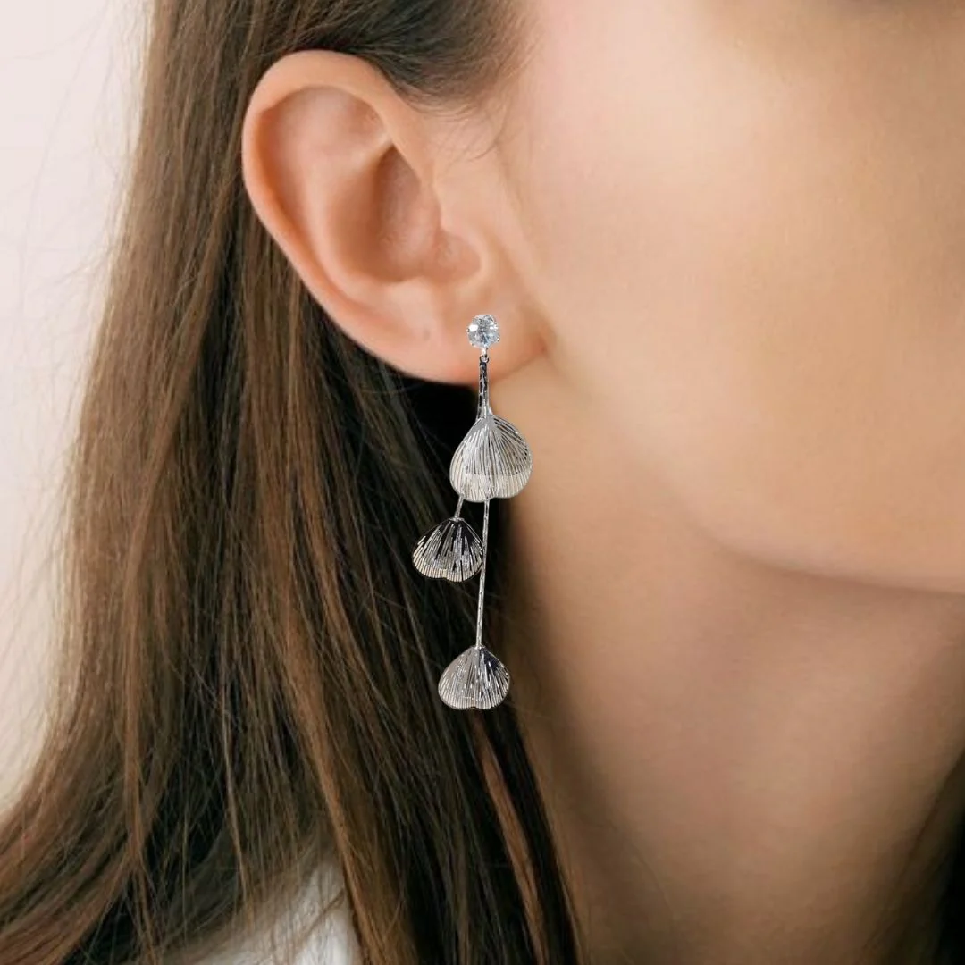 Silver Chain Tassel Earrings - Image 5