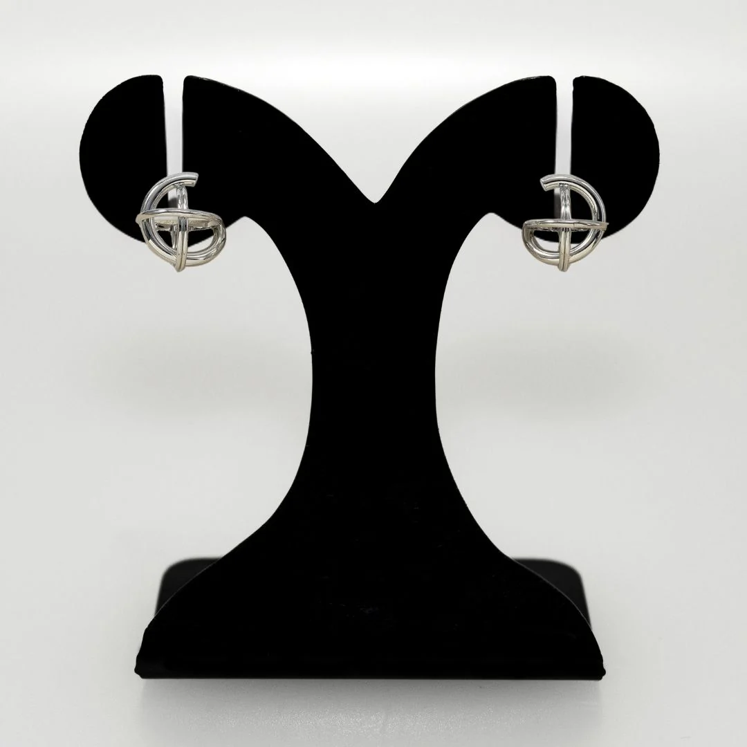Silver Circle Fusion Drop Earrings - Image 6