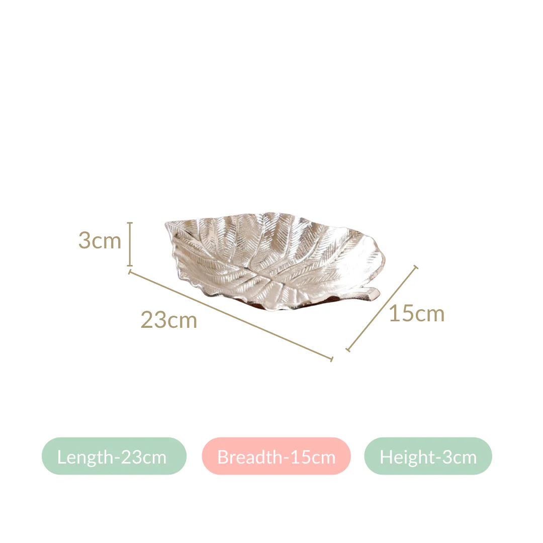 Silver Colocasia Leaf Metal Tray Set Of 2 - Image 5