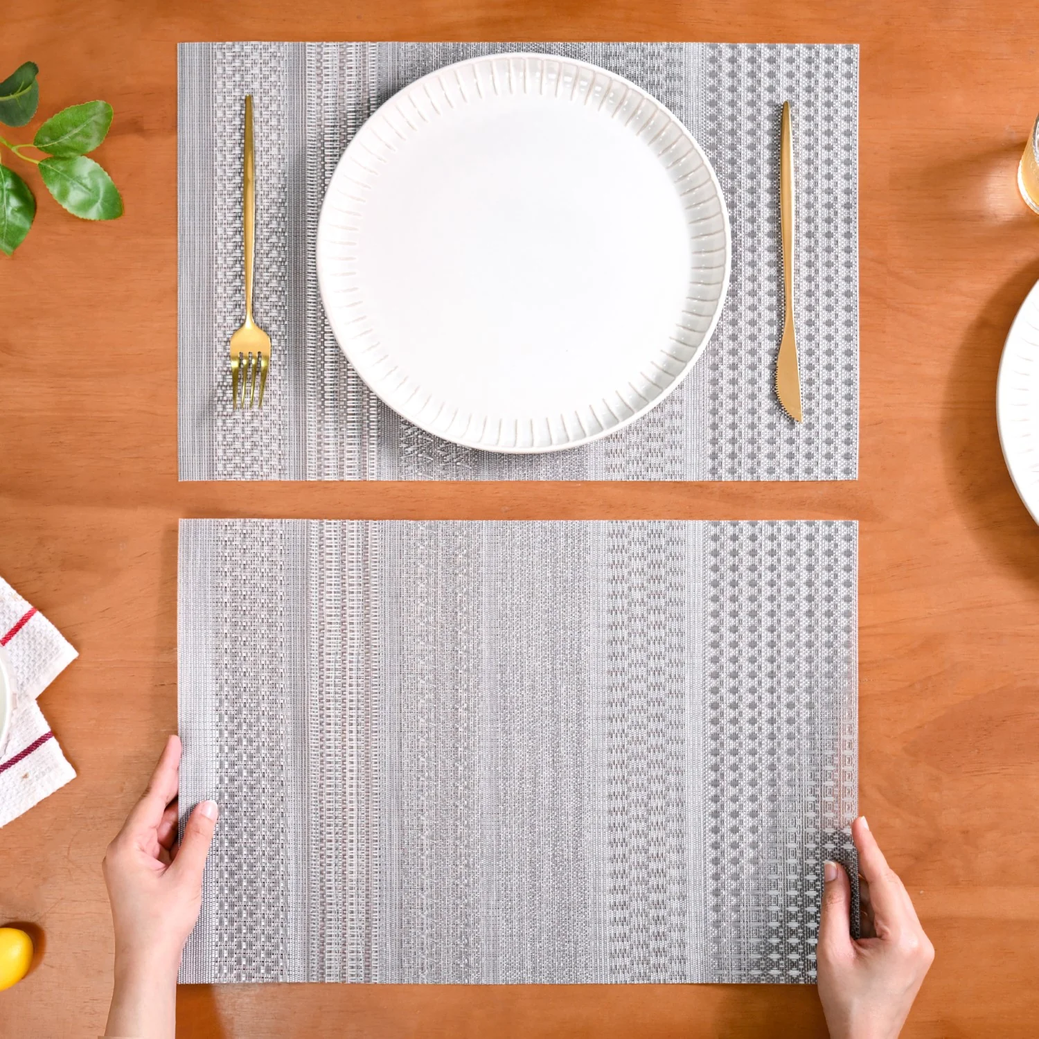 Silver Dinner Table Mat Set Of 6 - Image 3