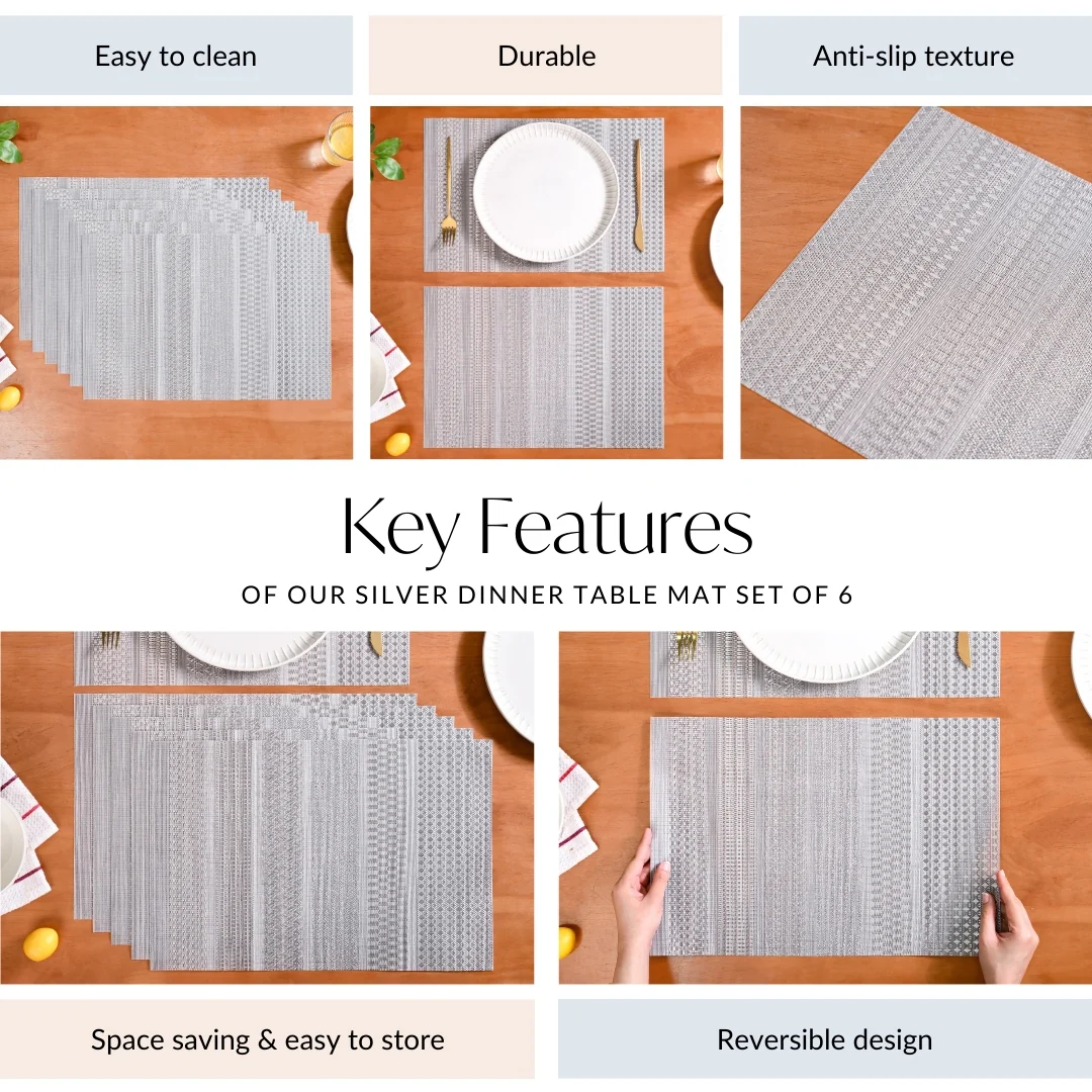 Silver Dinner Table Mat Set Of 6 - Image 5