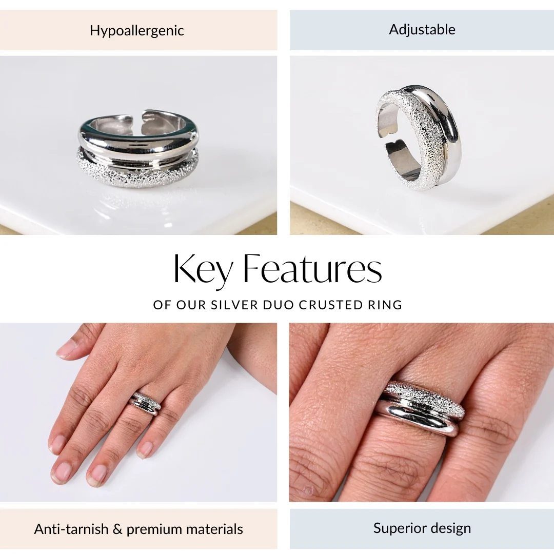 Silver Duo Crusted Ring - Image 4