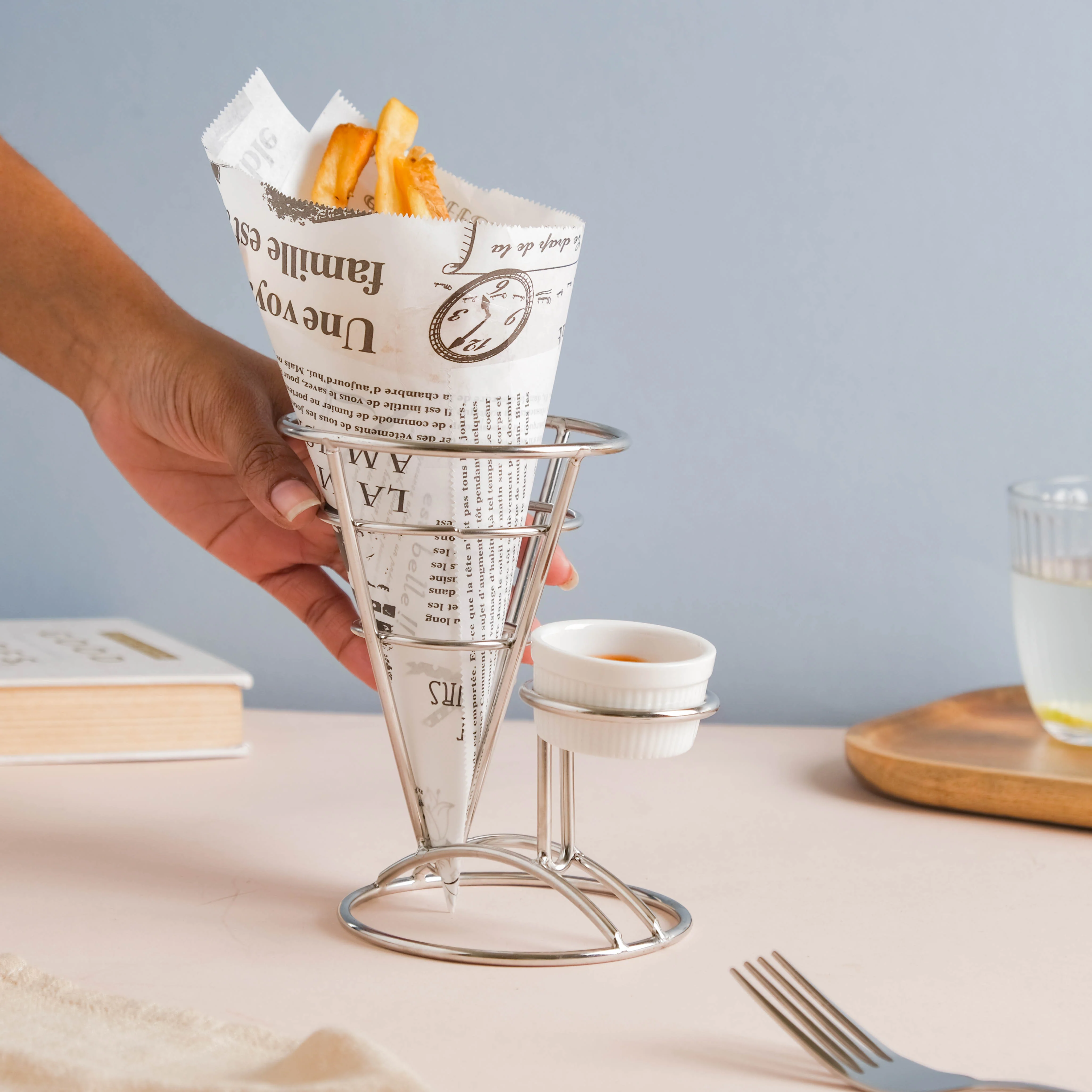 Silver Finger Food Basket With Dip Bowl - Image 3