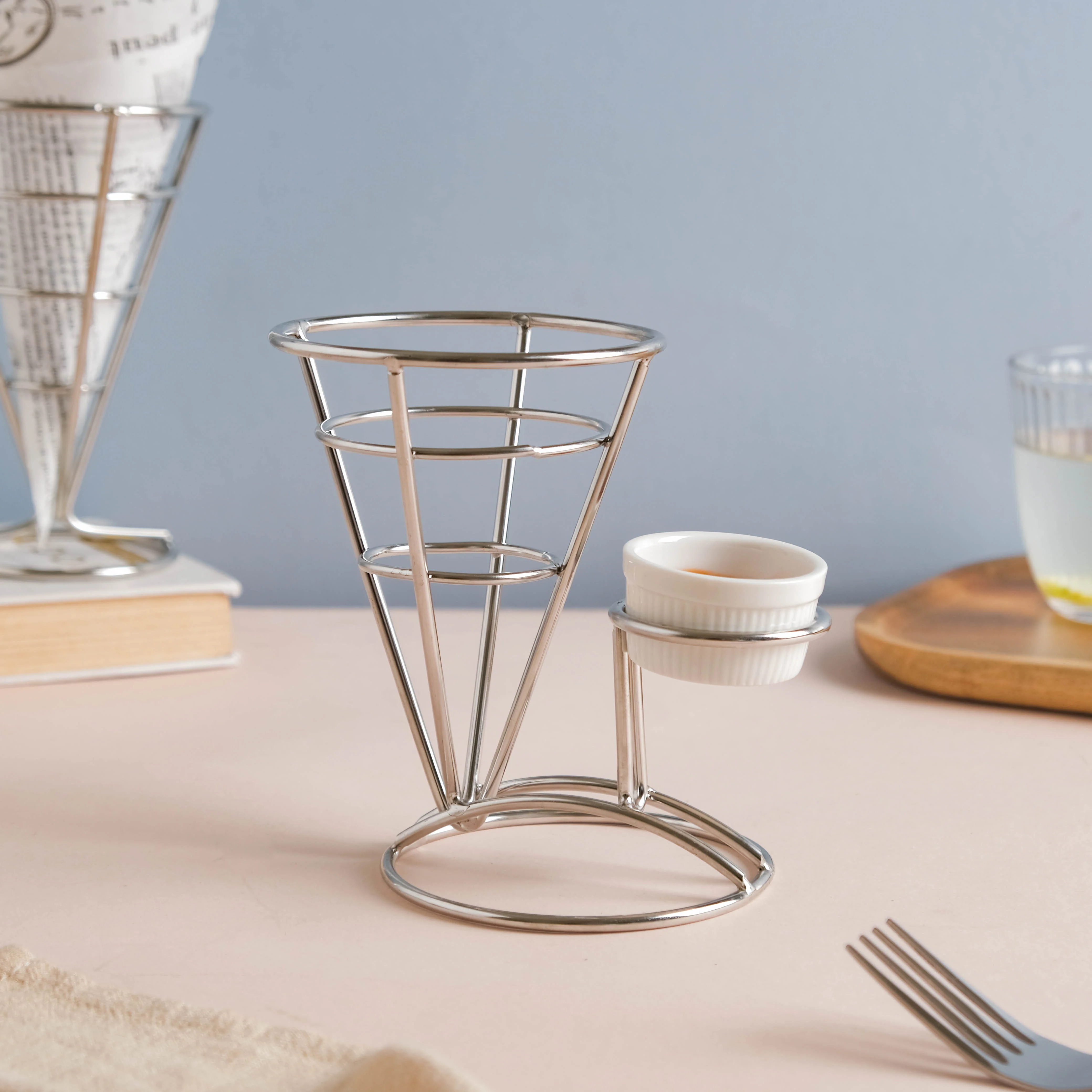 Silver Finger Food Basket With Dip Bowl - Image 6