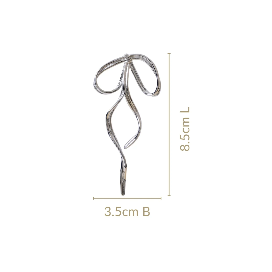 Silver Flowy Knot Drop Earrings - Image 3