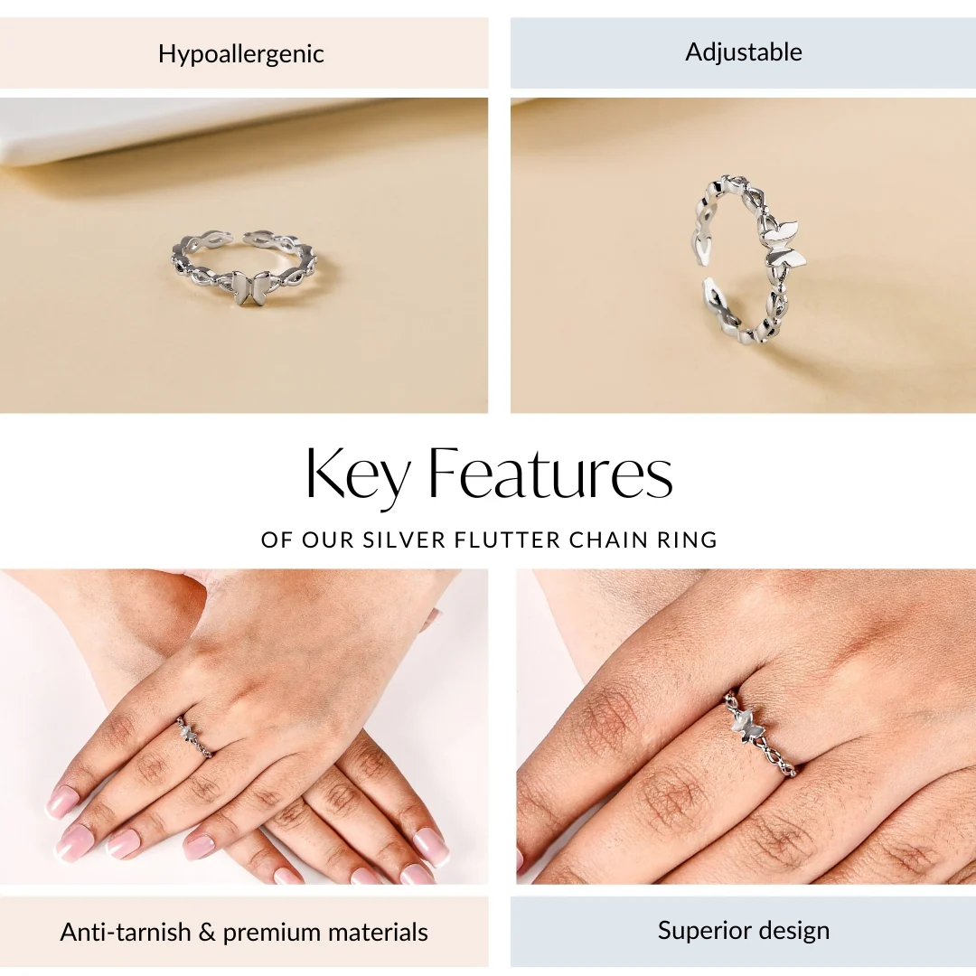 Silver Flutter Chain Ring - Image 4