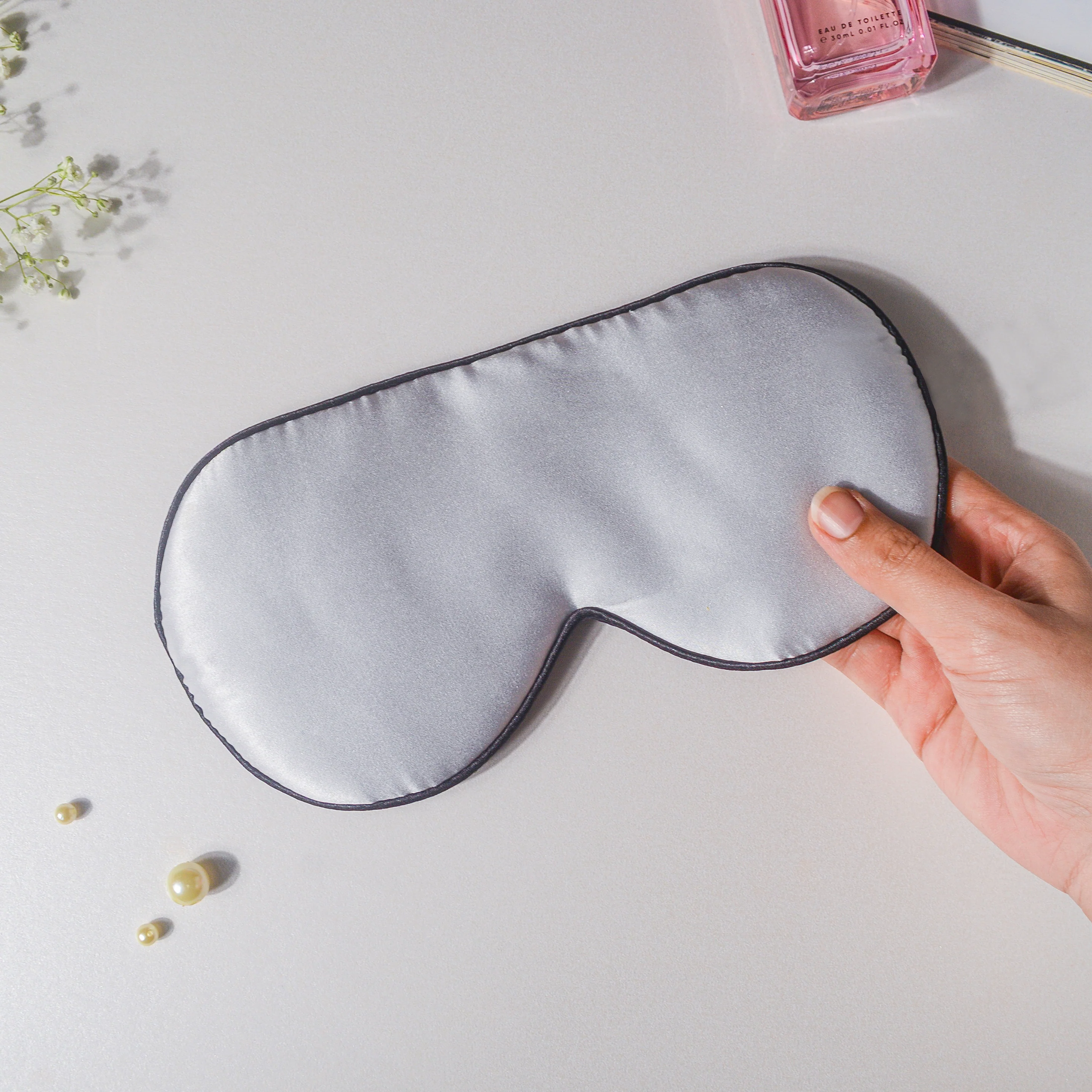 Silver Grey Travel Eye Mask - Image 2