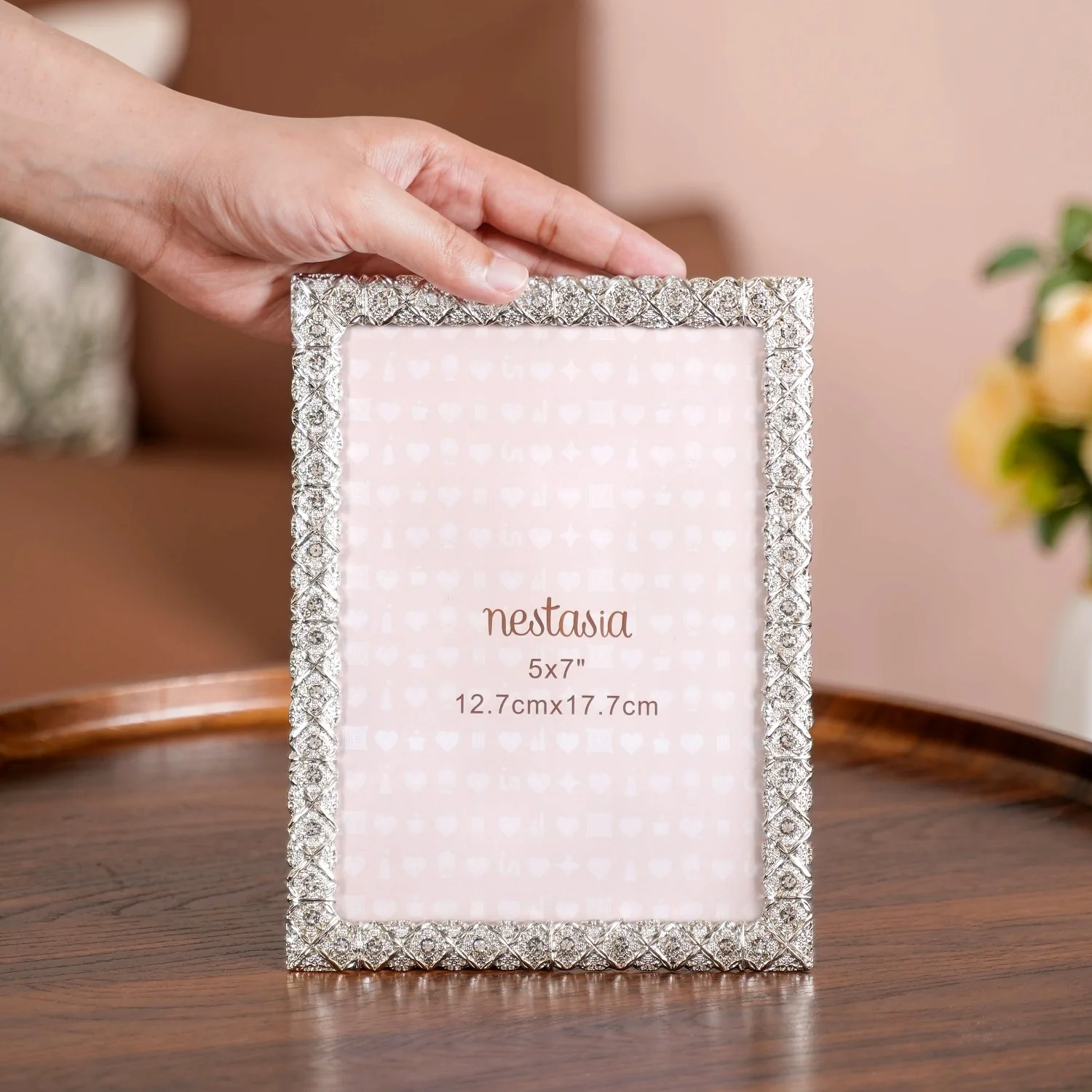 Silver Large Regal Rhinestone Picture Frame 13x18cm - Image 3