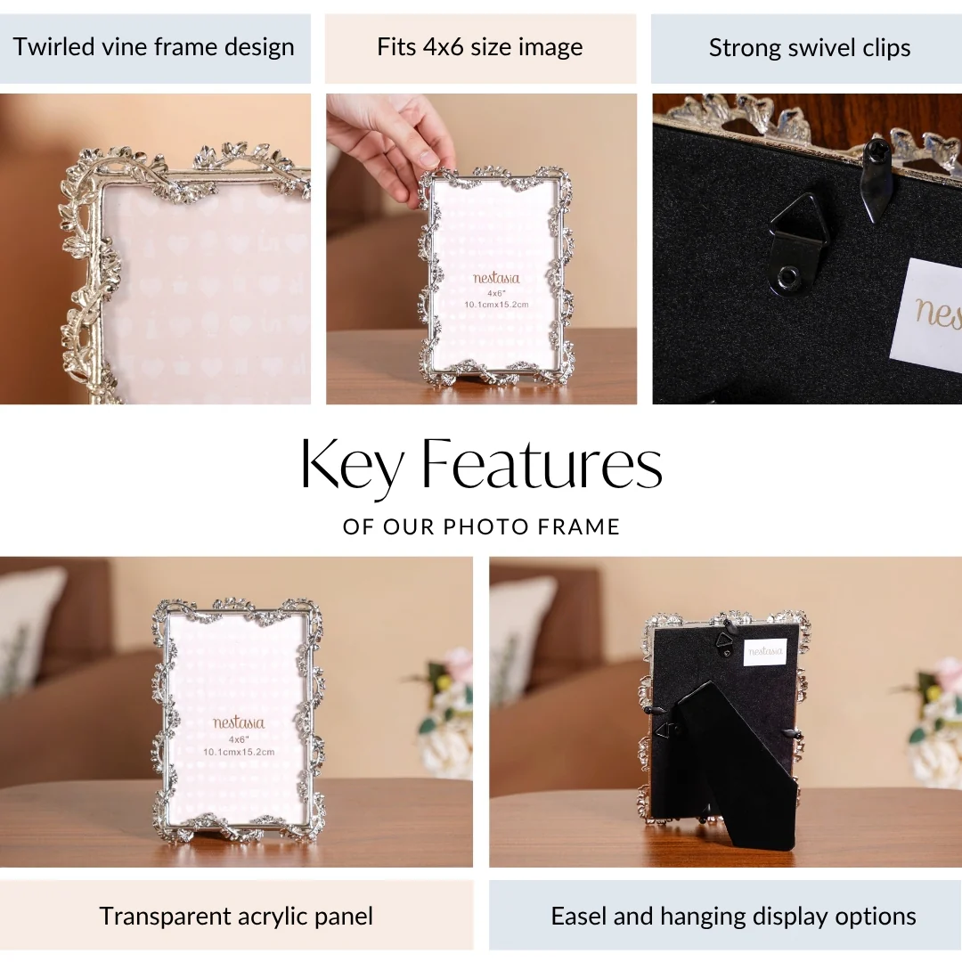 Silver Leaf Picture Frame Small 10x15cm - Image 5