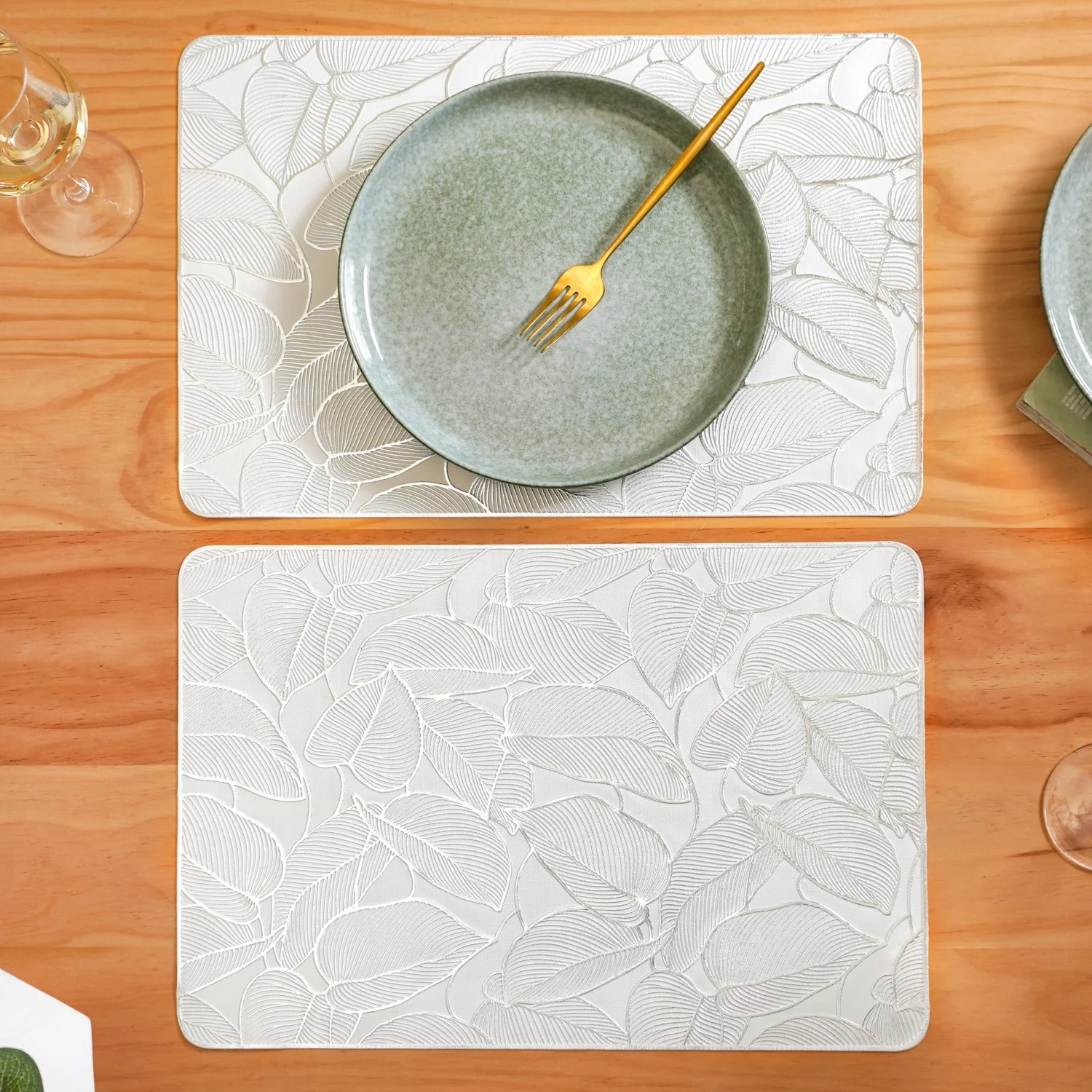 Silver Lining Leaves Dining Table Mat Set Of 6 - Image 7