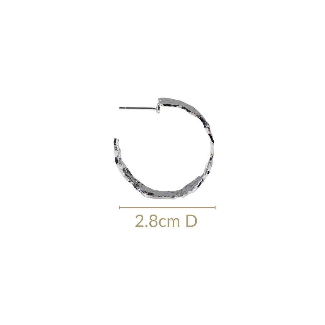 Silver Rippled Hoops - Image 3