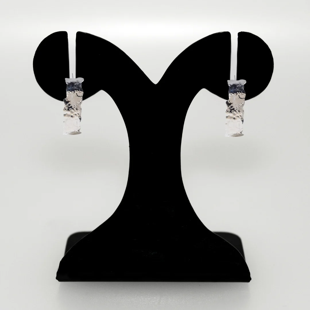 Silver Rippled Hoops - Image 6