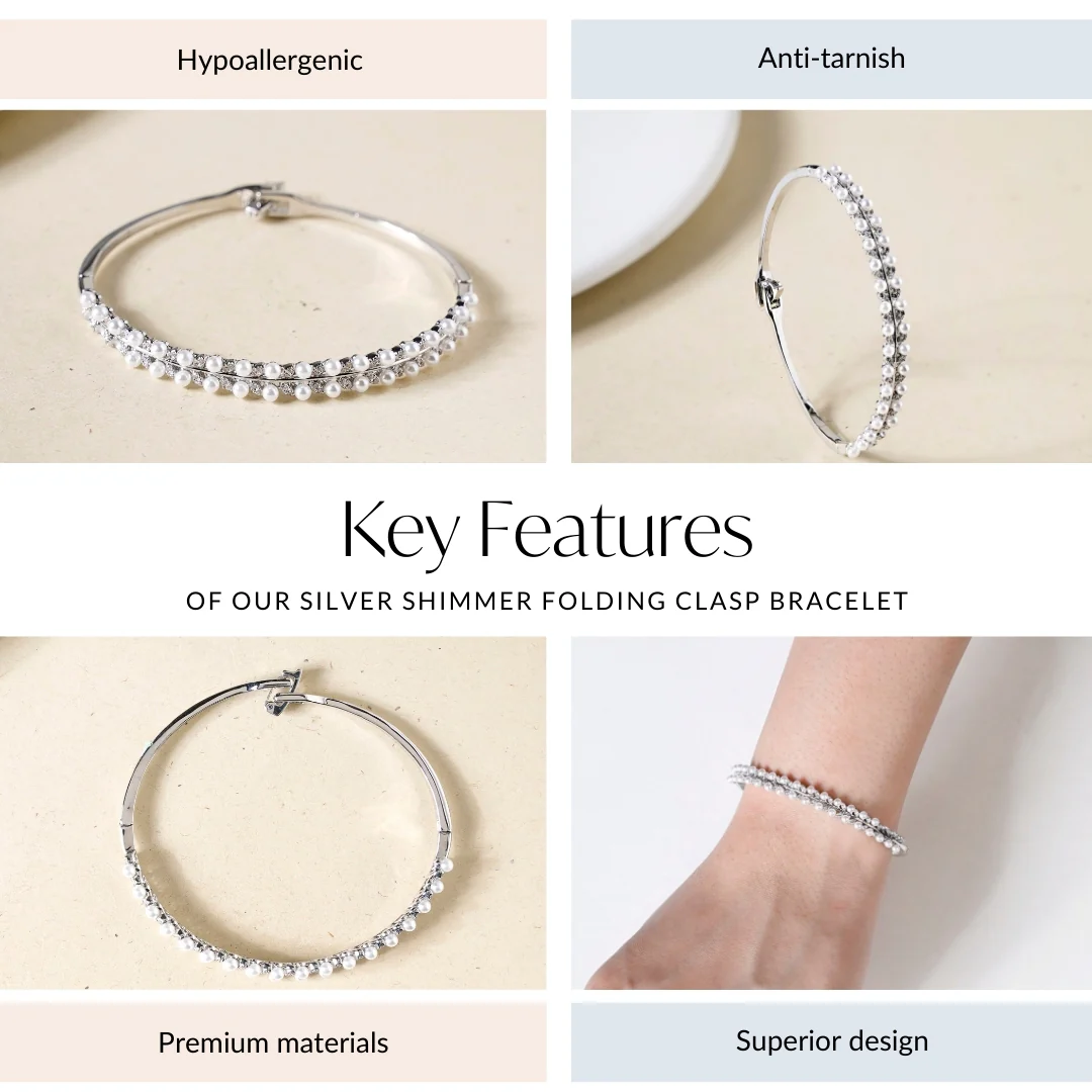 Silver Shimmer Folding Clasp Bracelet - Image 4