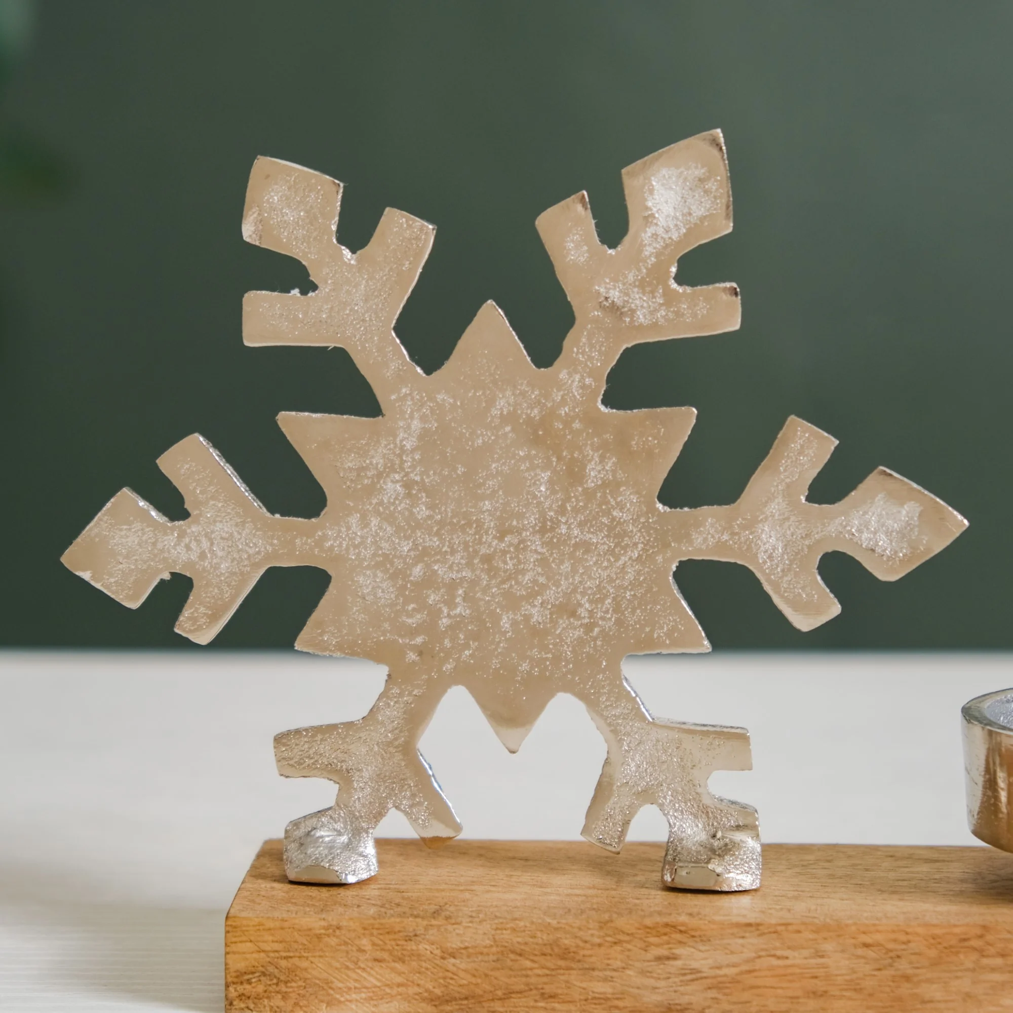 Silver Snowflake Decor Tea Light Holder Set Of 2 - Image 7