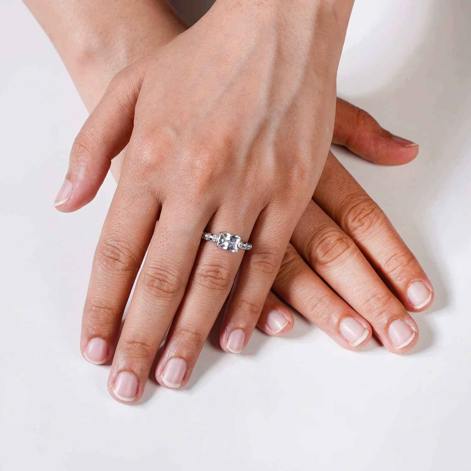 Silver Solitaire Stud Ring - Image 2
