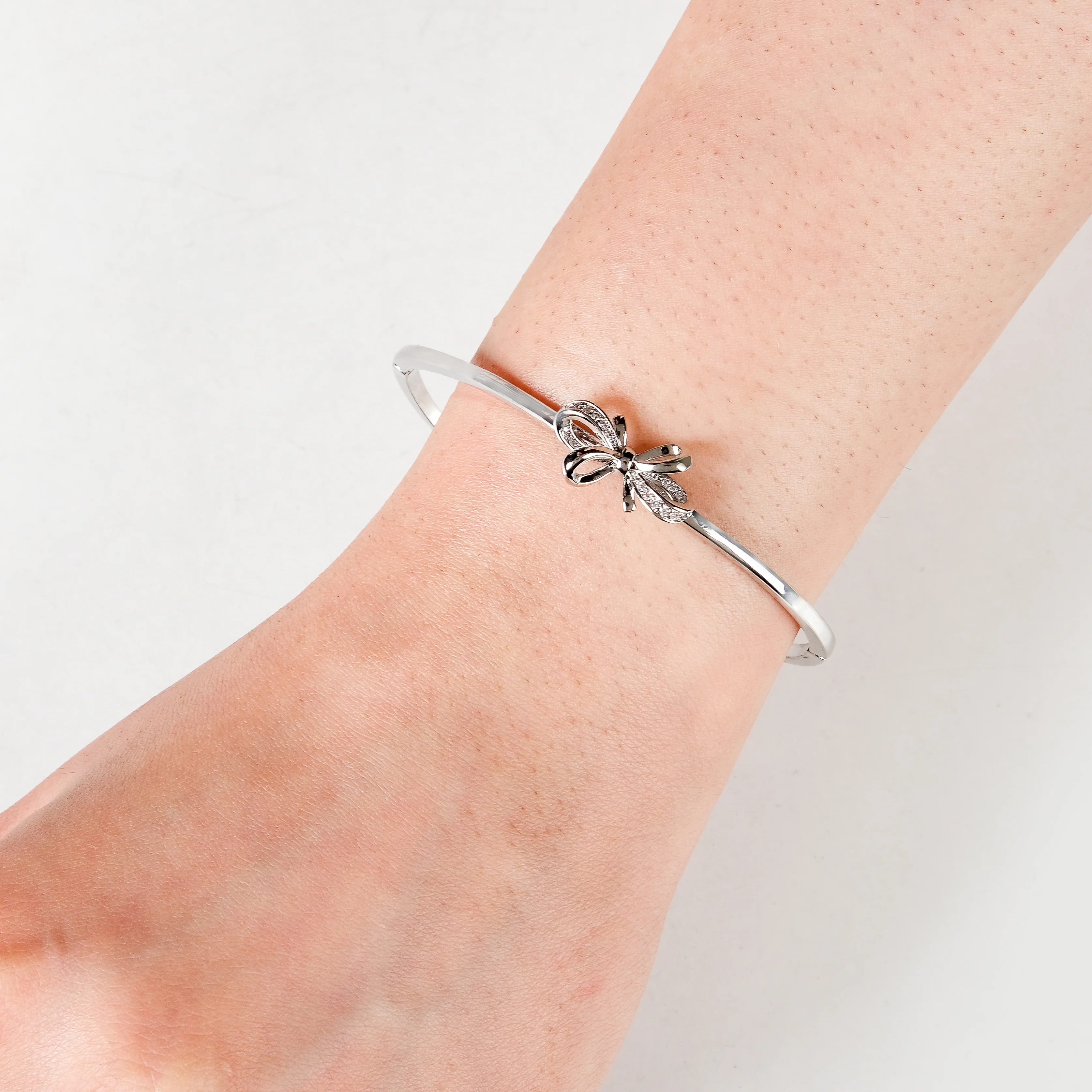 Silver Stone Studded Bow Bracelet - Image 2