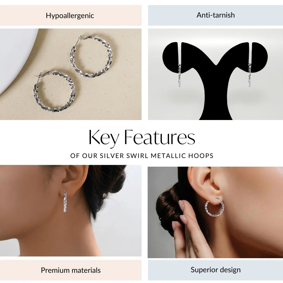 Silver Swirl Metallic Hoops - Image 4