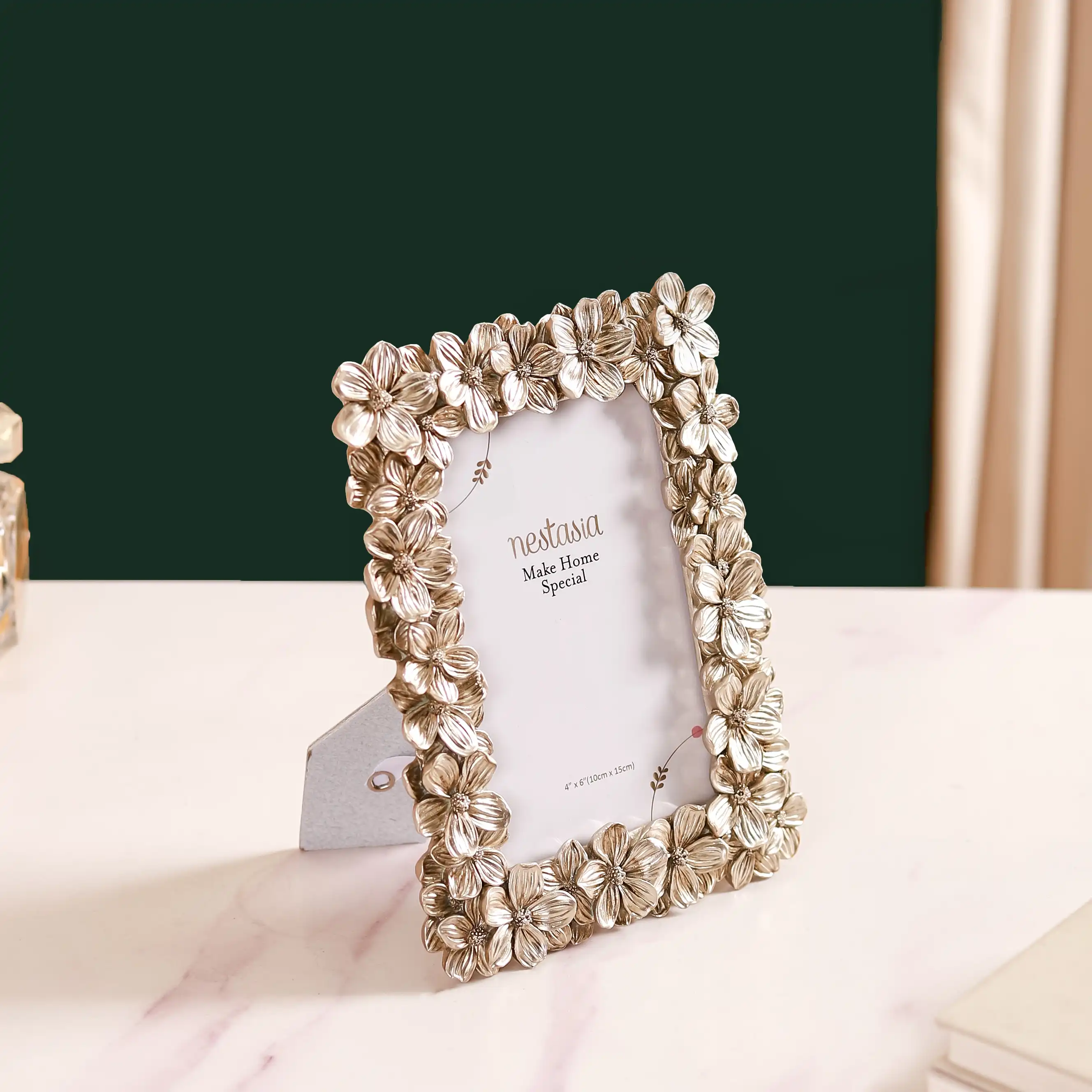 Silver Table Photo Frame With Flowers 8"x6.5" - Image 10