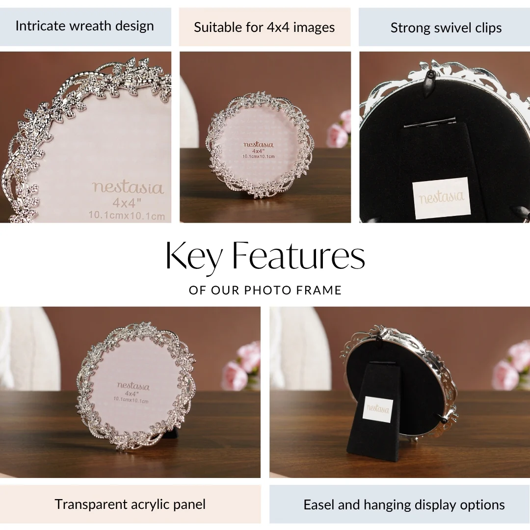 Silver Wreath Photo Frame 10x10cm - Image 5