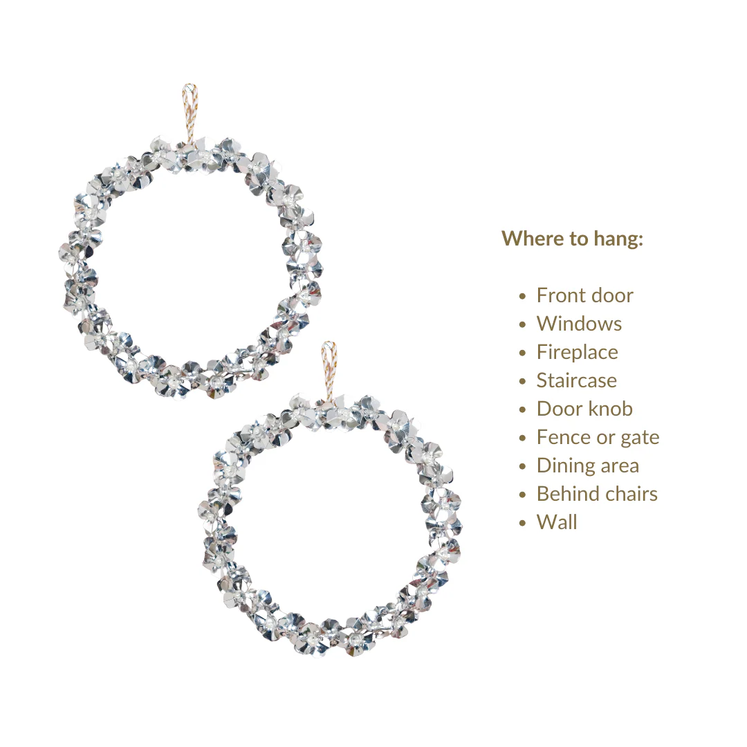 Silver Wreath Wall Decor With Pearls Set Of 2 8 Inch - Image 5