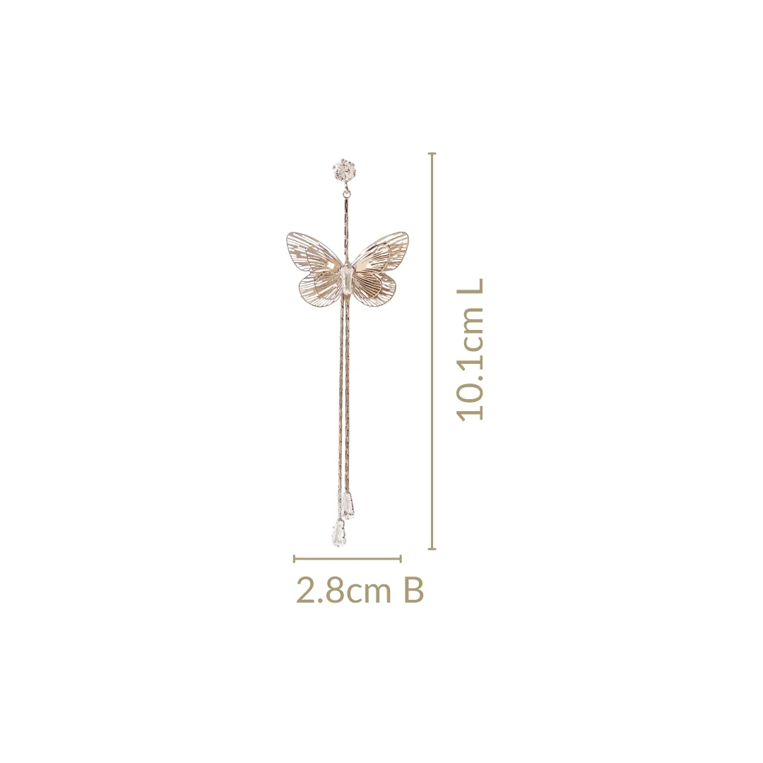 Single Flutter Tassel Silver Earrings - Image 3