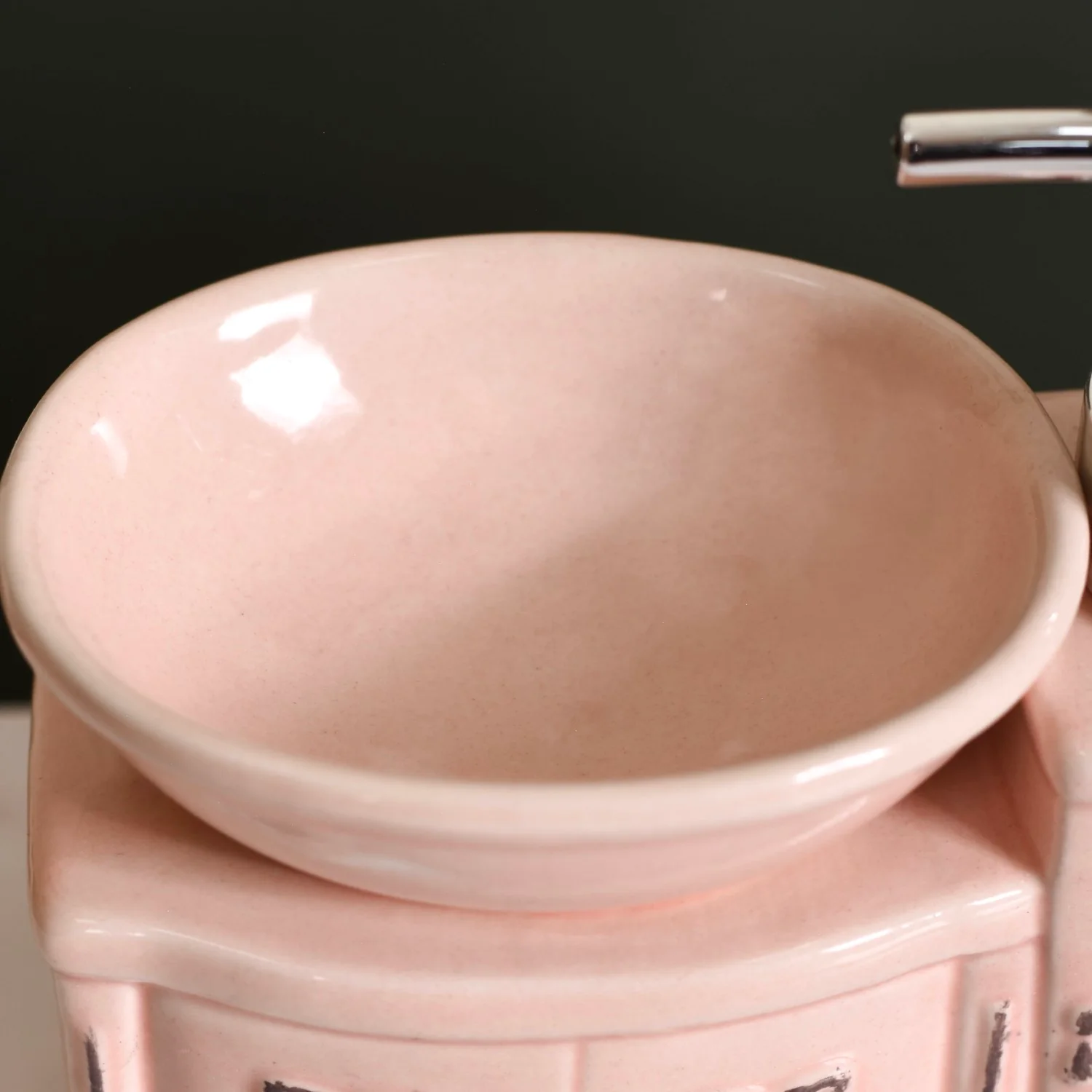 Sink With Tap Ceramic Soap Dispenser Peach - Image 10