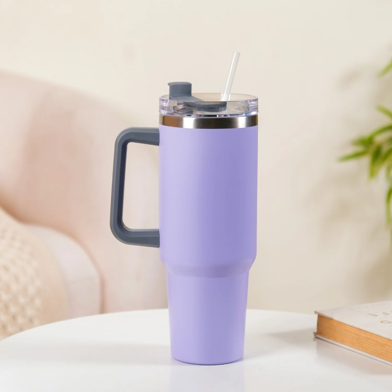 Sipper Bottle With Handle Insulated Leakproof Lilac 1200ml
