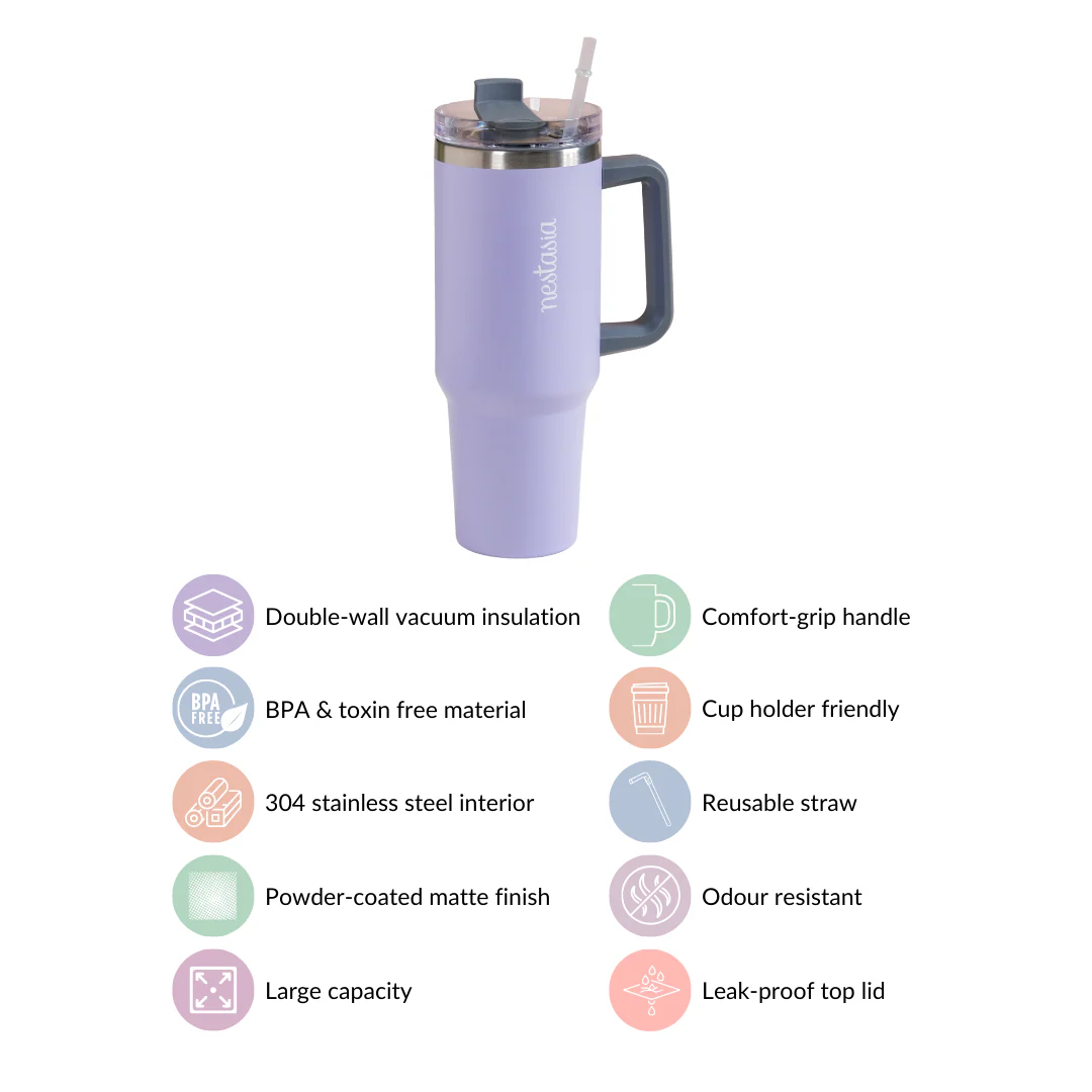 Sipper Bottle With Handle Insulated Leakproof Lilac 1200ml - Image 6