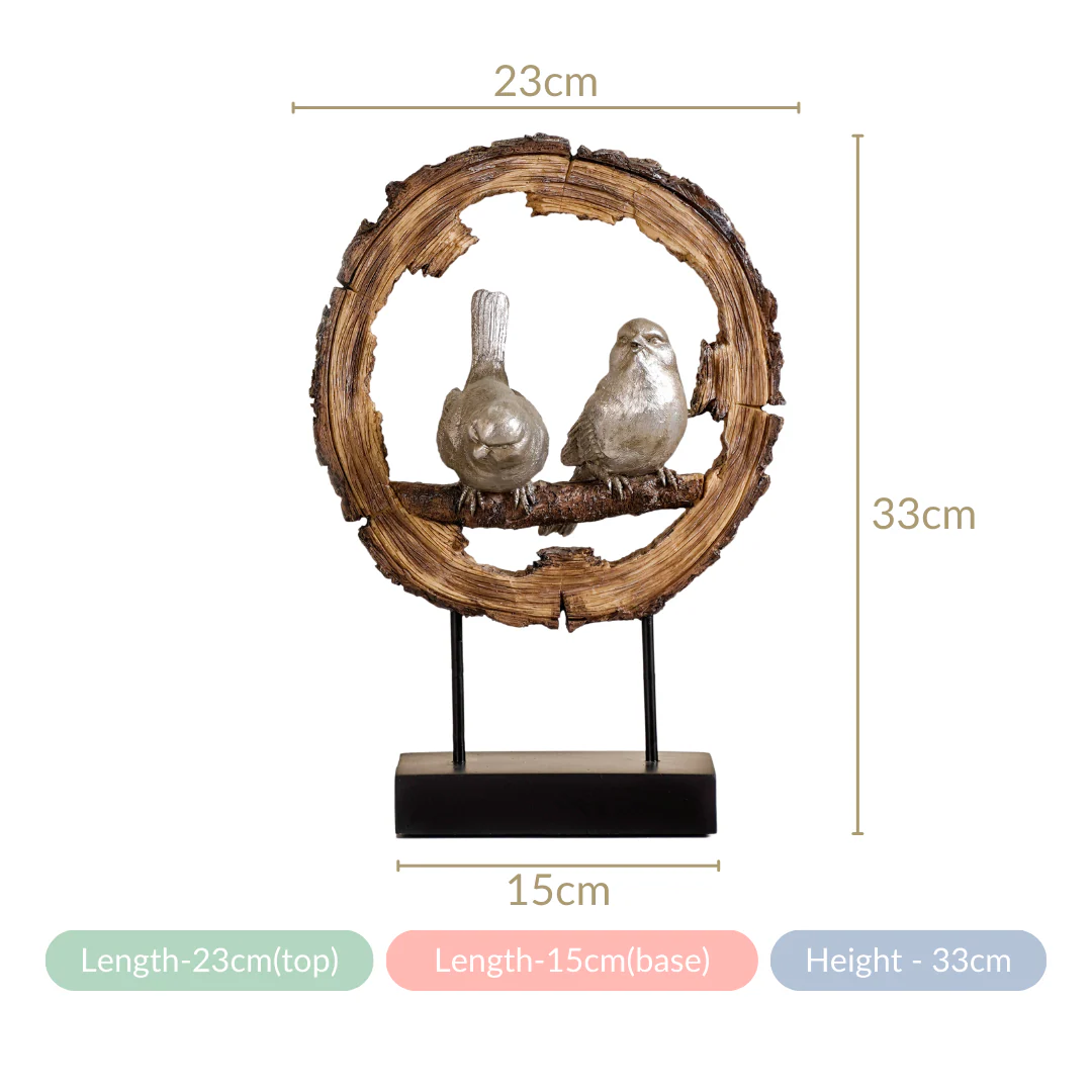 Sitting Birds Resin Sculpture For Home Decor - Image 5