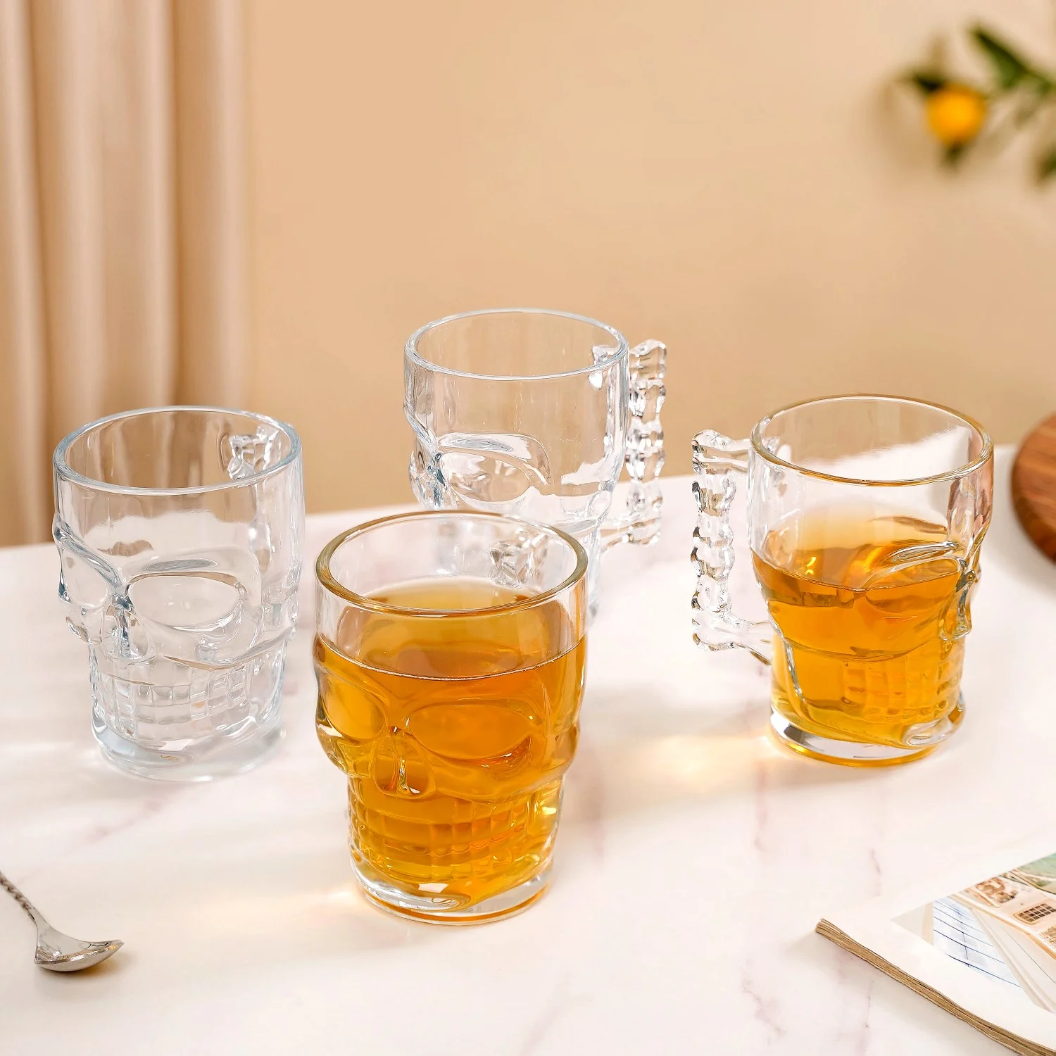 Skull Beer Mugs Set of 4 500ml - Image 11