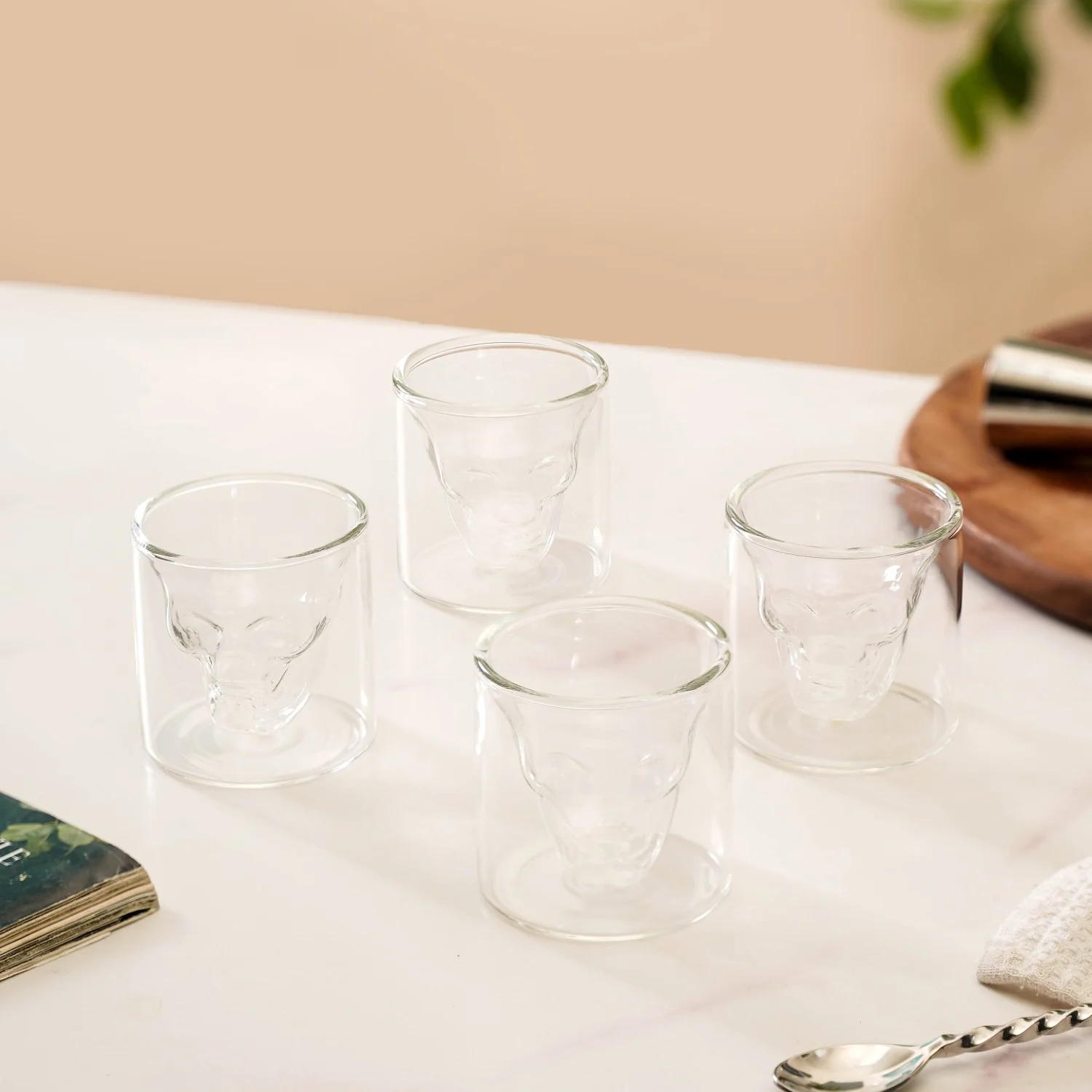 Skull Double Wall Shot Glass Set Of 4 100ml - Image 3