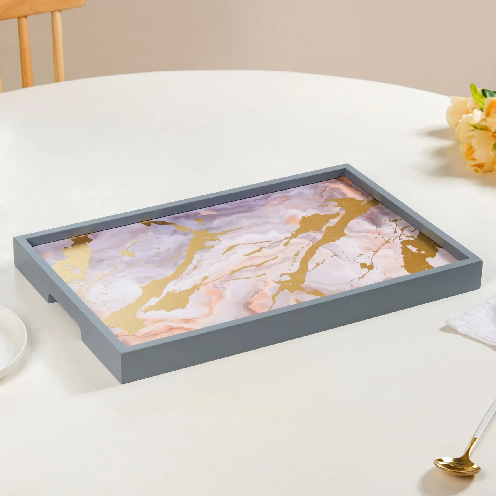 Sky Art Tray Set Of 2 With Matte Gold Foil - Image 8