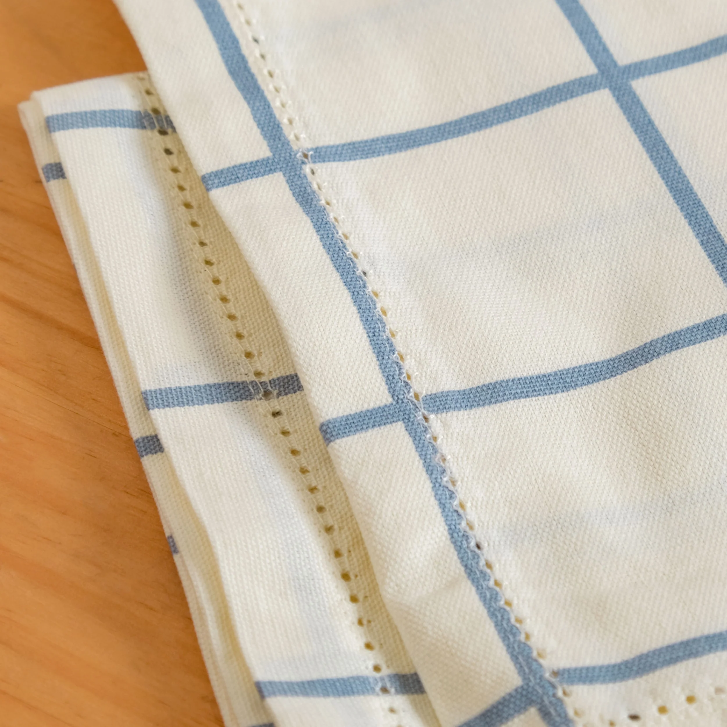 Slate Blue Grid Pure Cotton Table Napkin Set Of 6 - Image 6