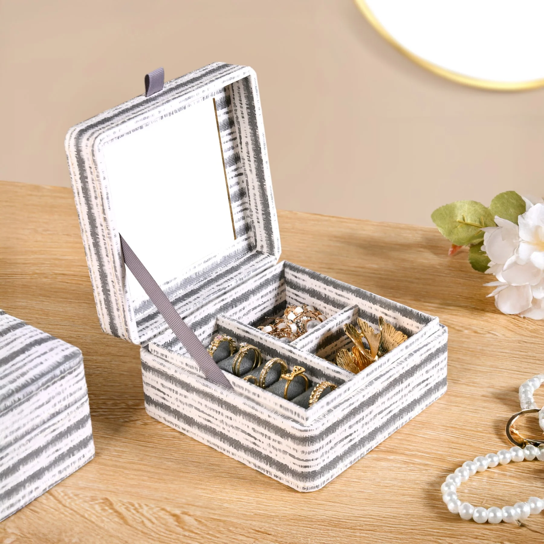 SlateLine Sustainable Multi Section Jewellery Box With Mirror - Image 2