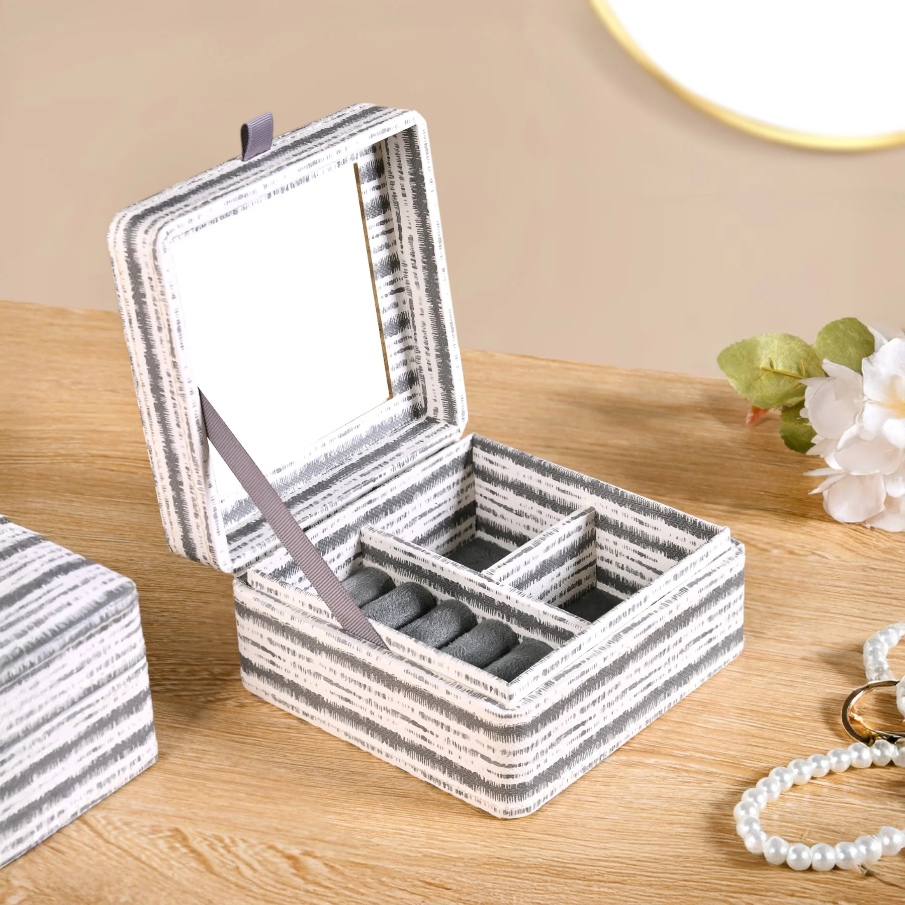 SlateLine Sustainable Multi Section Jewellery Box With Mirror - Image 8