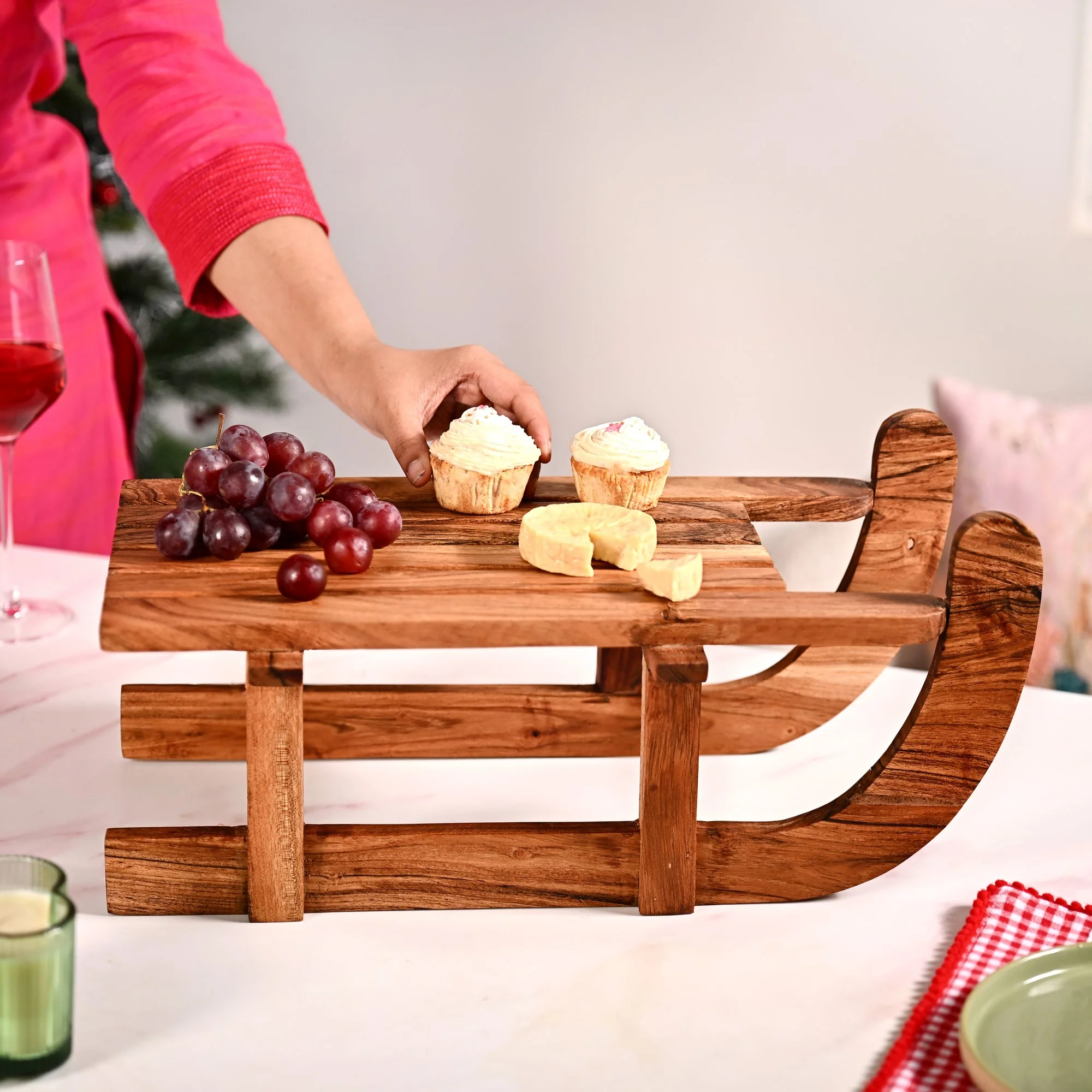 Sledge Acacia Wood Serving Platter Riser - Image 3