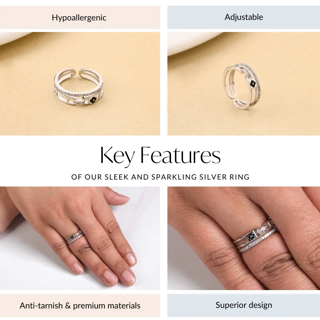Sleek And Sparkling Silver Ring - Image 4