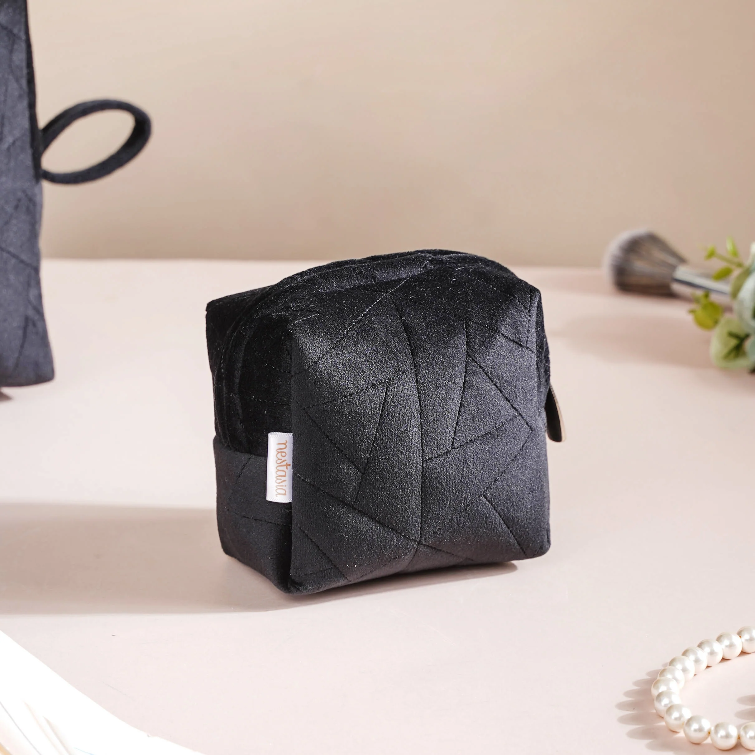 Sleek Black Cosmetic Bag Set Of 3 - Image 6