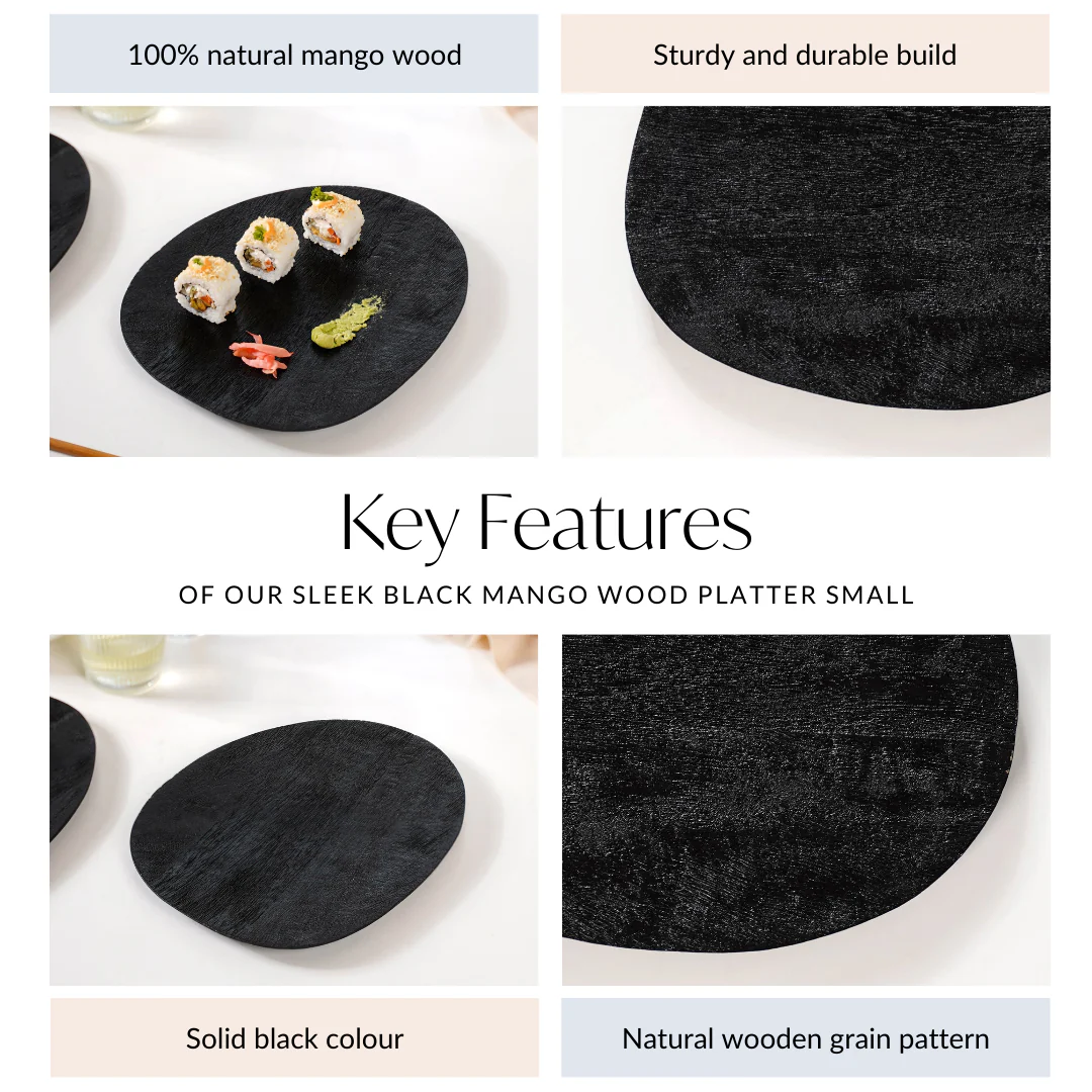 Sleek Black Mango Wood Platter Small - Image 4