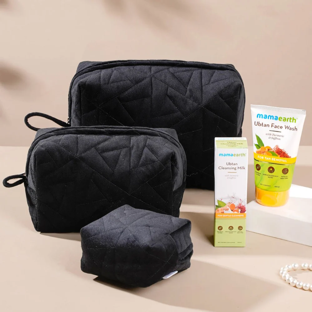 Sleek Black Skin Care Essentials Gift Hamper Set Of 3 - Image 2