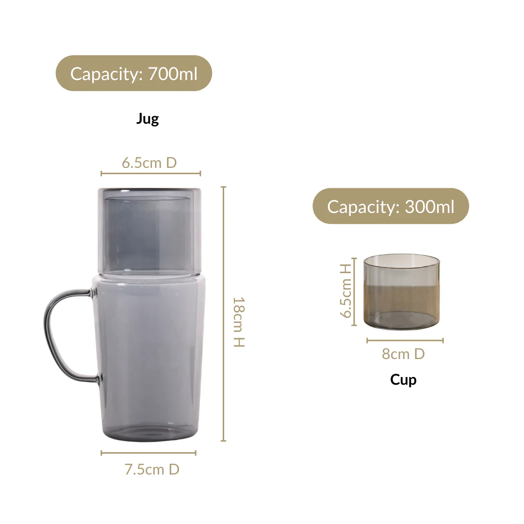 Sleek Black Tinted Bedside Carafe Set With Tumbler And Jug - Image 4
