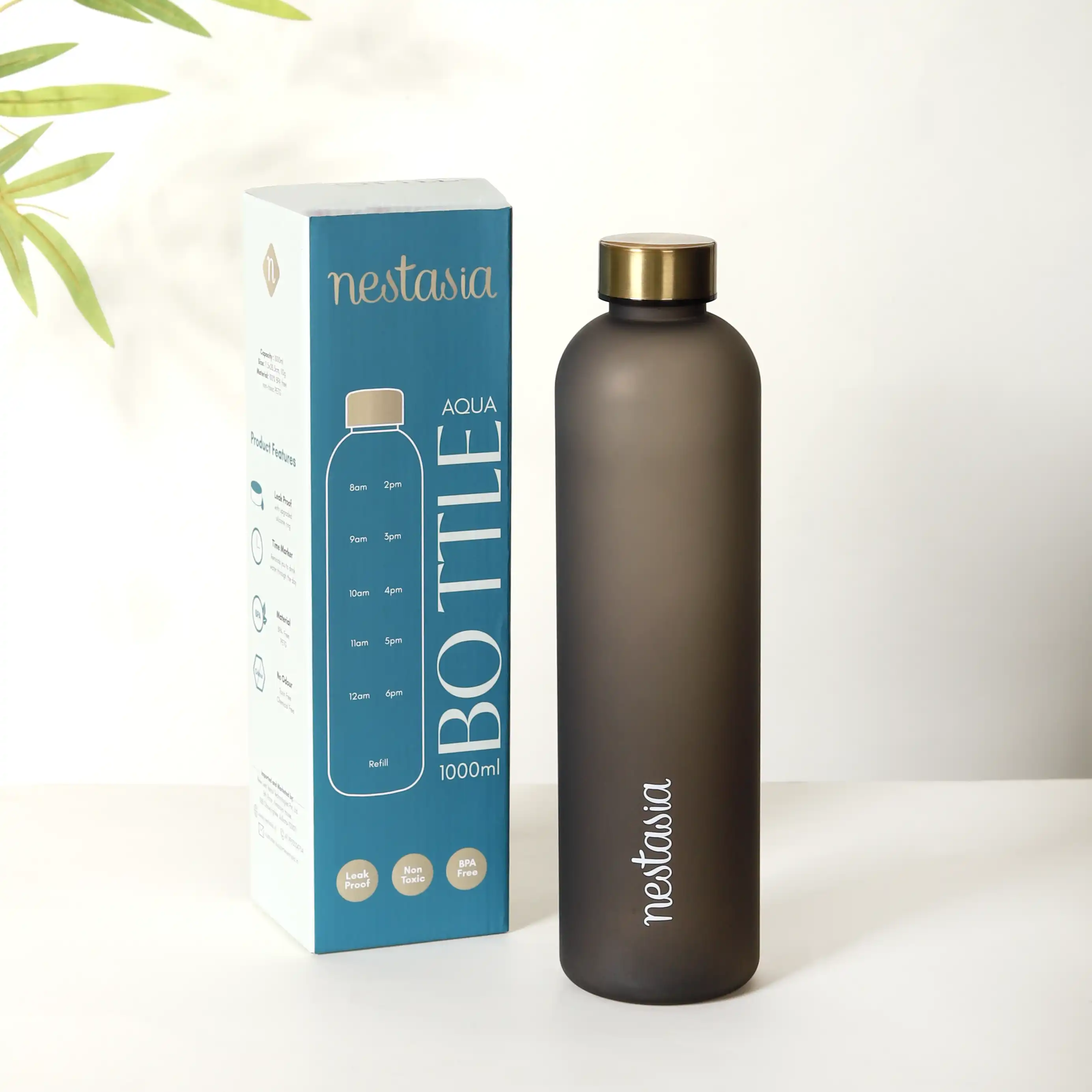 Sleek Chic Water Bottle Black 1L Set Of 2 - Image 3